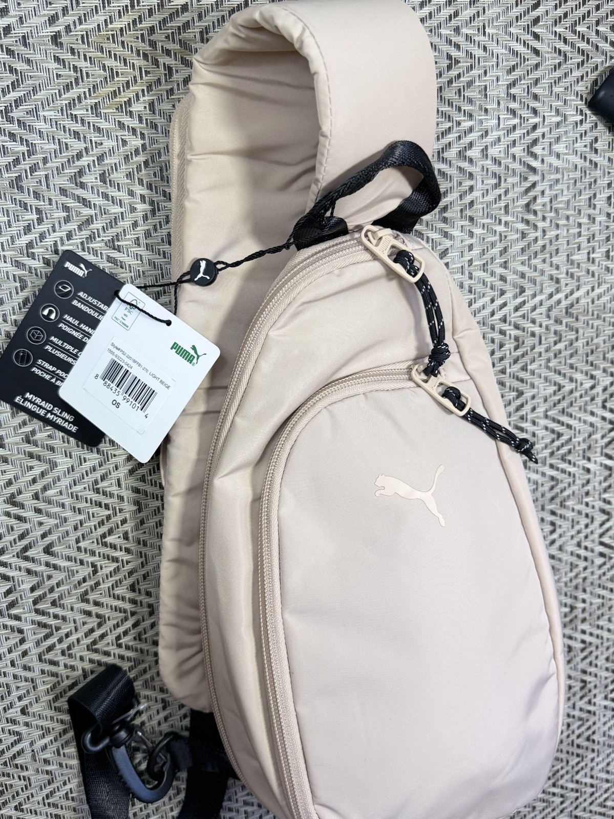 Puma Myriad Sling Bag Light Beige Crossbody Backpack Adjustable Strap NWT OS