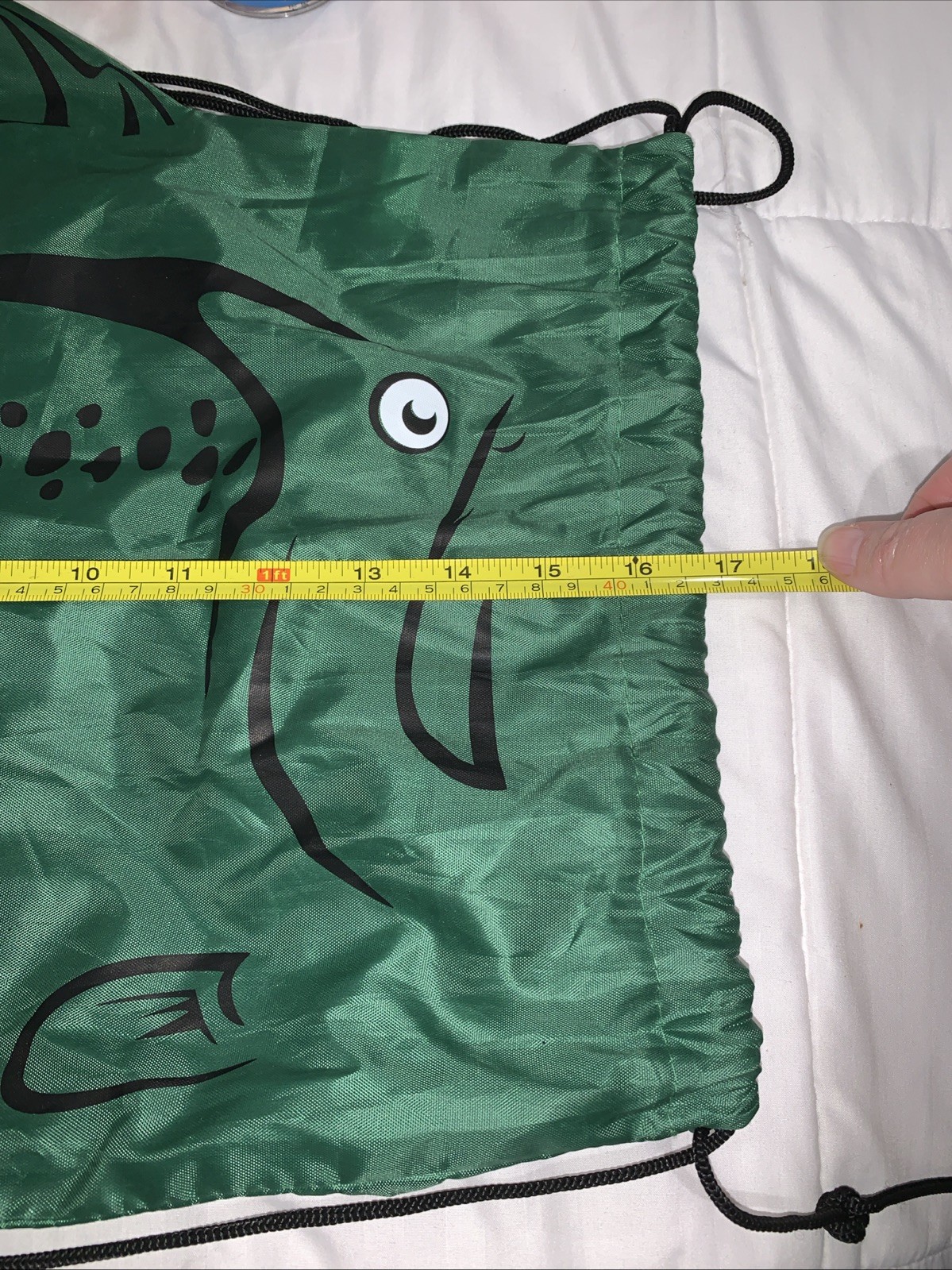 Bass Pro Shops Cabela’s 17×14 Green Fish Shape Drawstring Reusable Bag