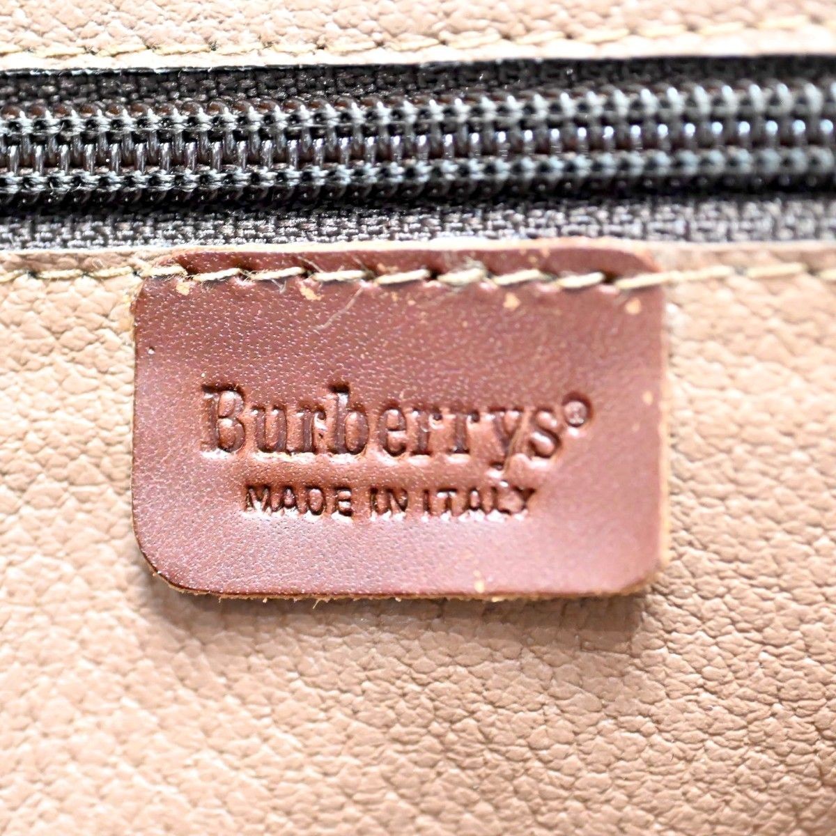 Authentic Burberrys Leather & PVC Clutch Bag, Beige, approx 9 x 6 inches