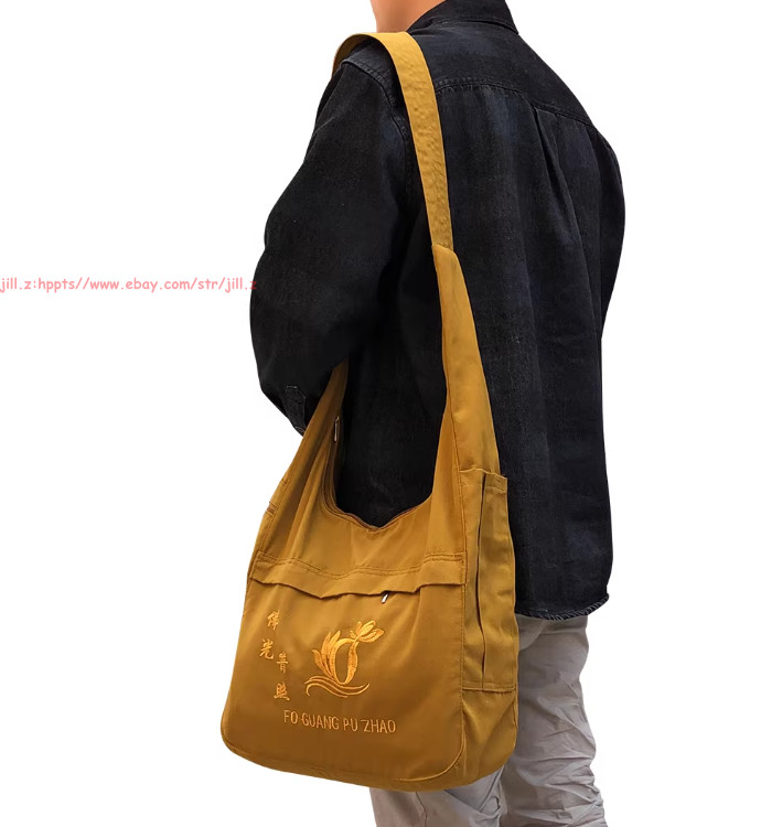Buddhist Buddha Monk Bag Embroidery Shaolin Temple Kung Fu shoulder Bag Unisex