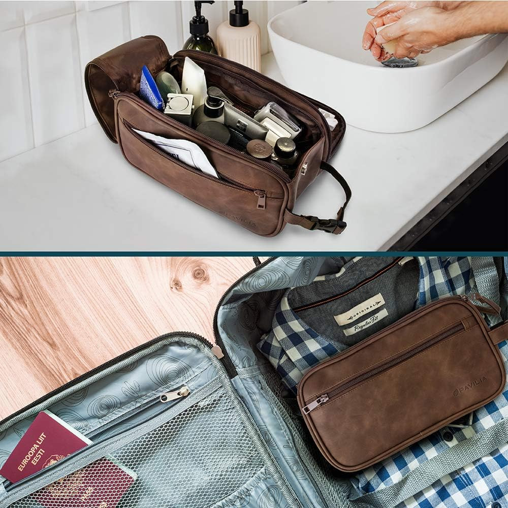 Toiletry Bag for Men, Travel Essentials Shaving Dopp Kit, Mens Travel Bag Toilet
