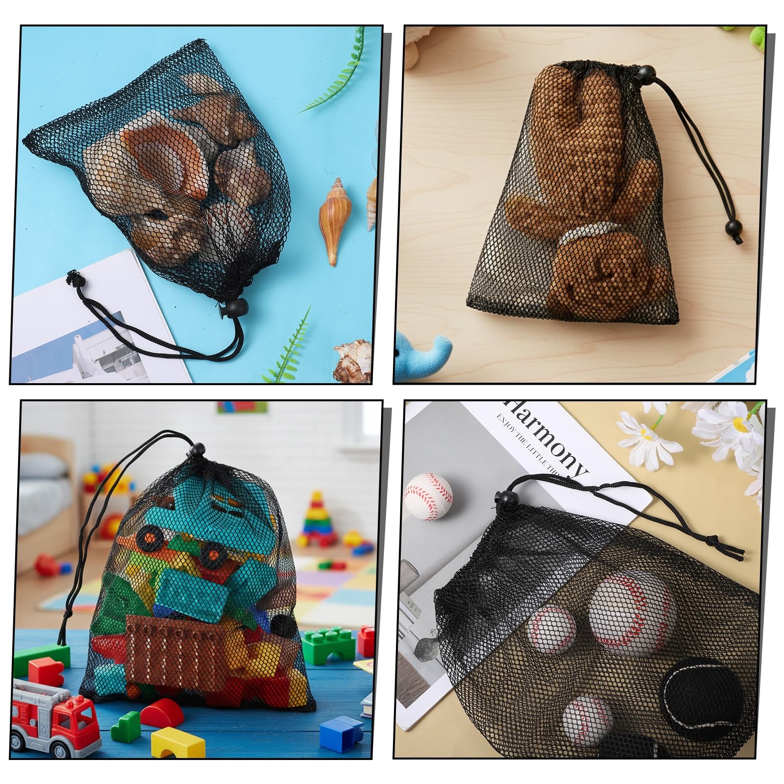 6 Pcs Mesh Drawstring Bag, Golf Ball Bag Nylon Mesh Storage Bags Sports Equip…