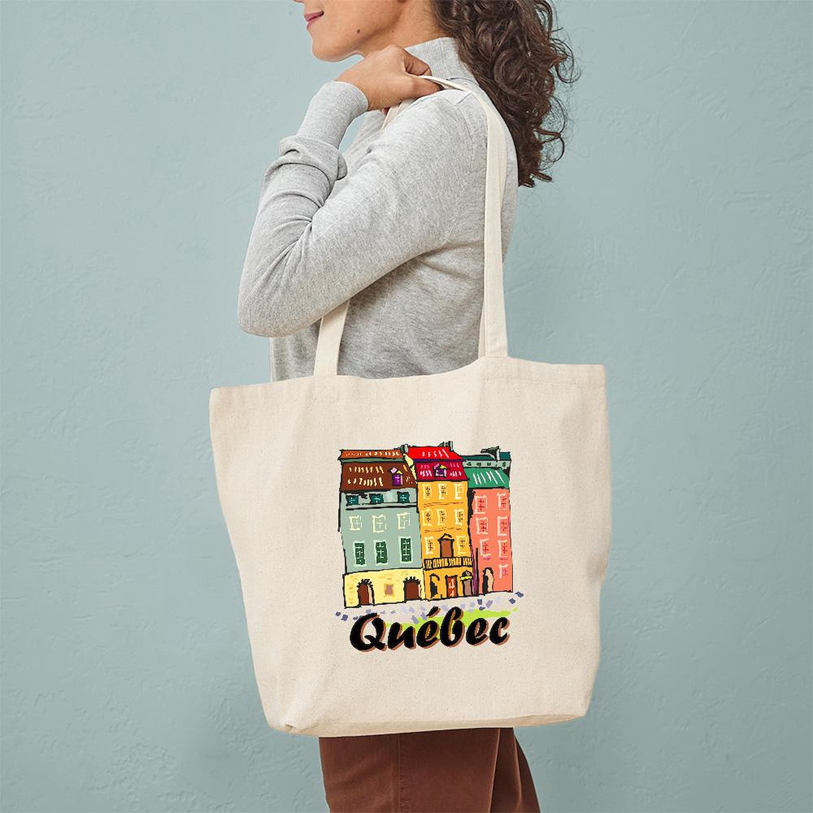 CafePress Quebec City Natural Canvas Tote Bag, Cloth Shopping Bag (472312847)