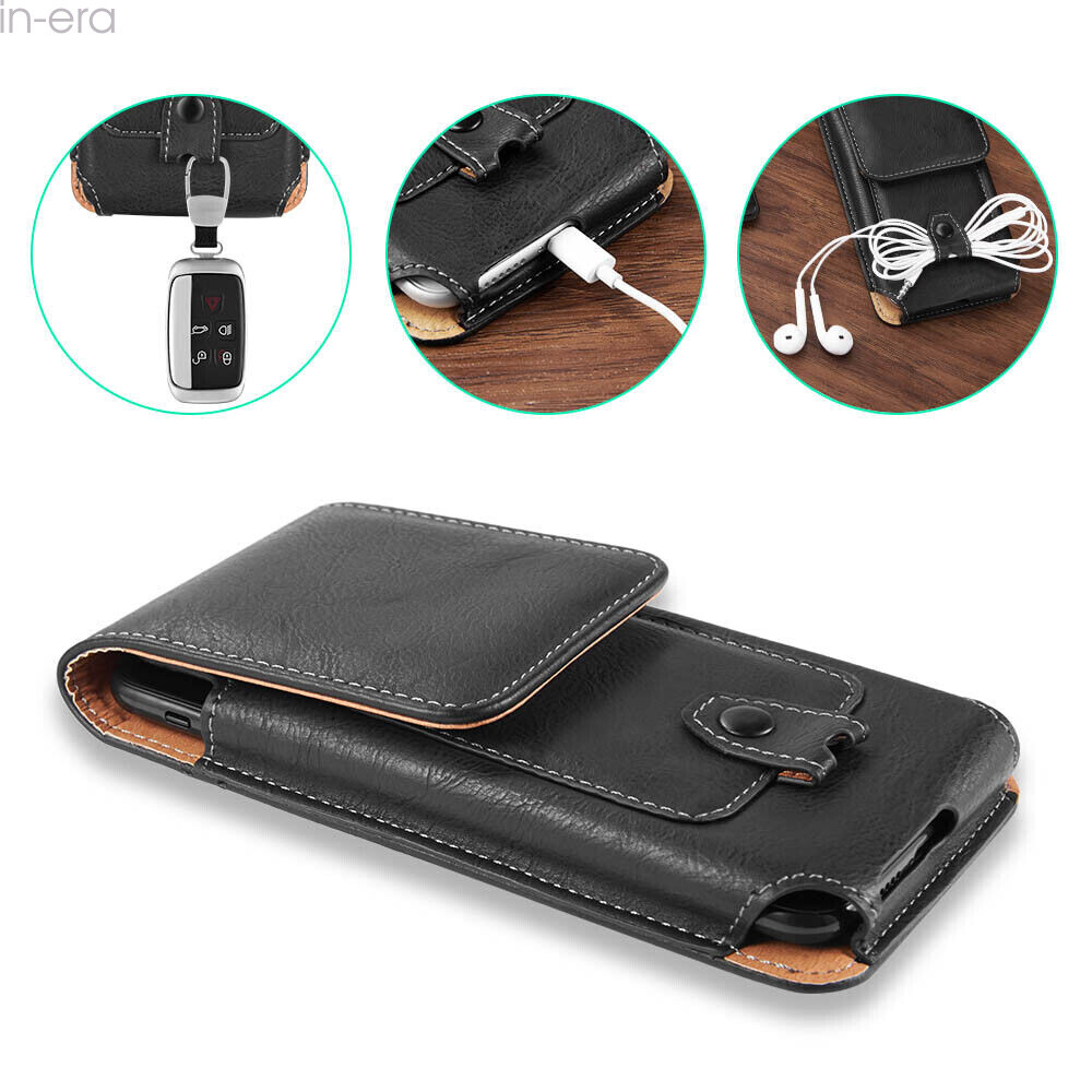 Universal Cell Phone Case Pouch Holster w/ Belt Loop Metal Clip for Large Phones