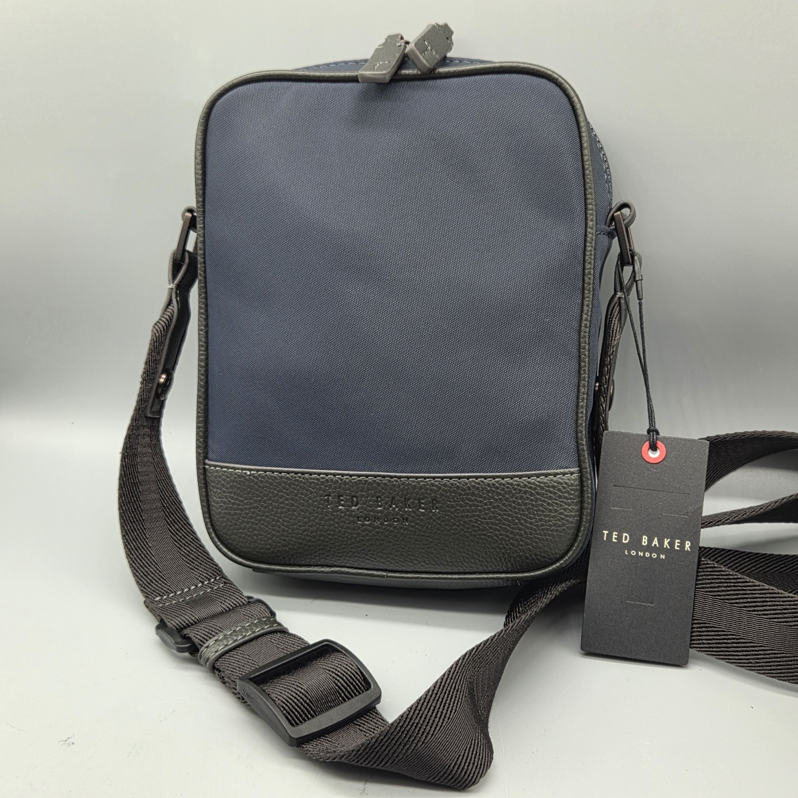 Ted Baker London Fairford Sling Crossbody Bag Navy Nylon/Black Coffee NEW