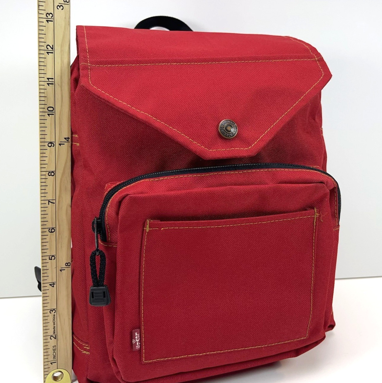 LEVI’S Backpack Canvas Messenger 13” Daypack Bag Snap Flap Adjustable Padded Red