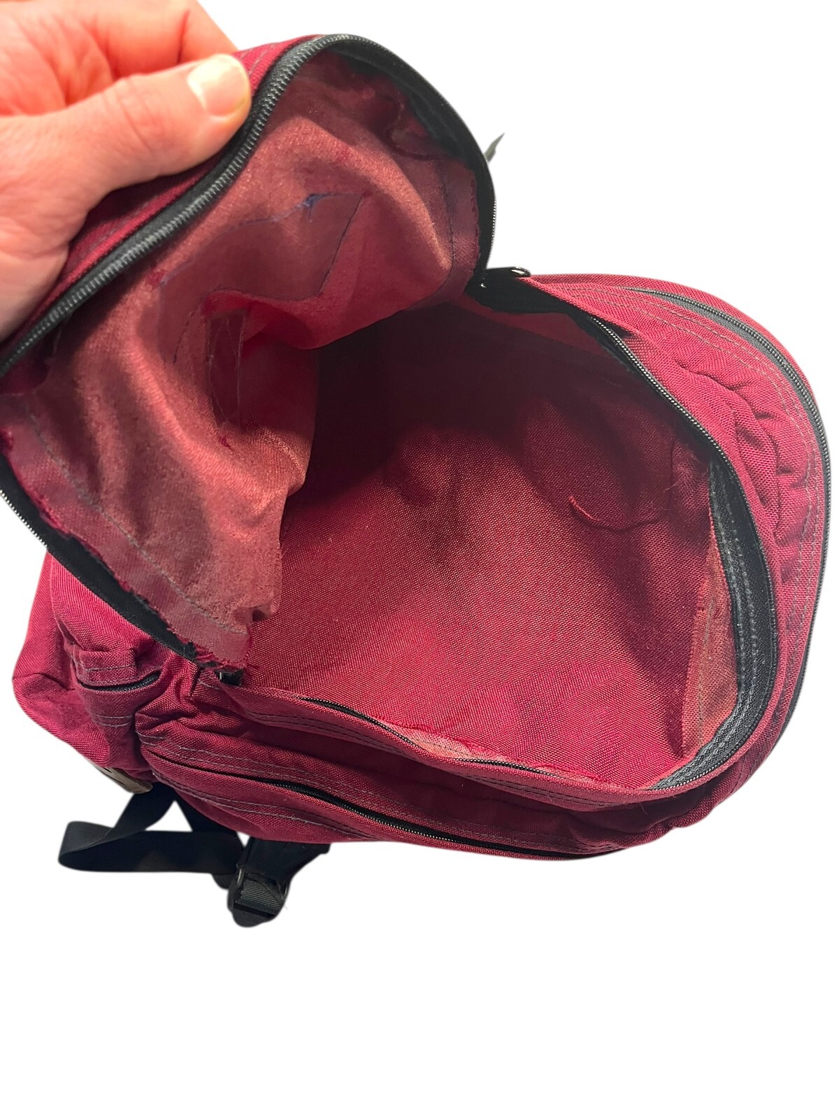 Vtg 90s JANSPORT Red/Brown LEATHER-PATCH HIKE BACKPACK Outdoor Gear School Bag