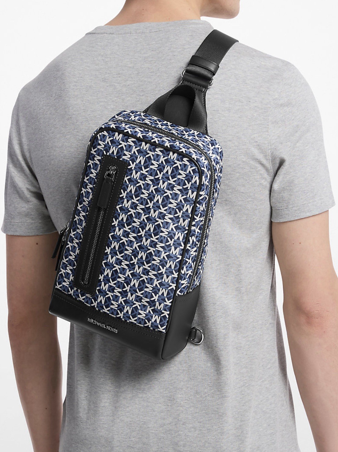 Michael Kors Lautner Logo Print Sling Pack Blue