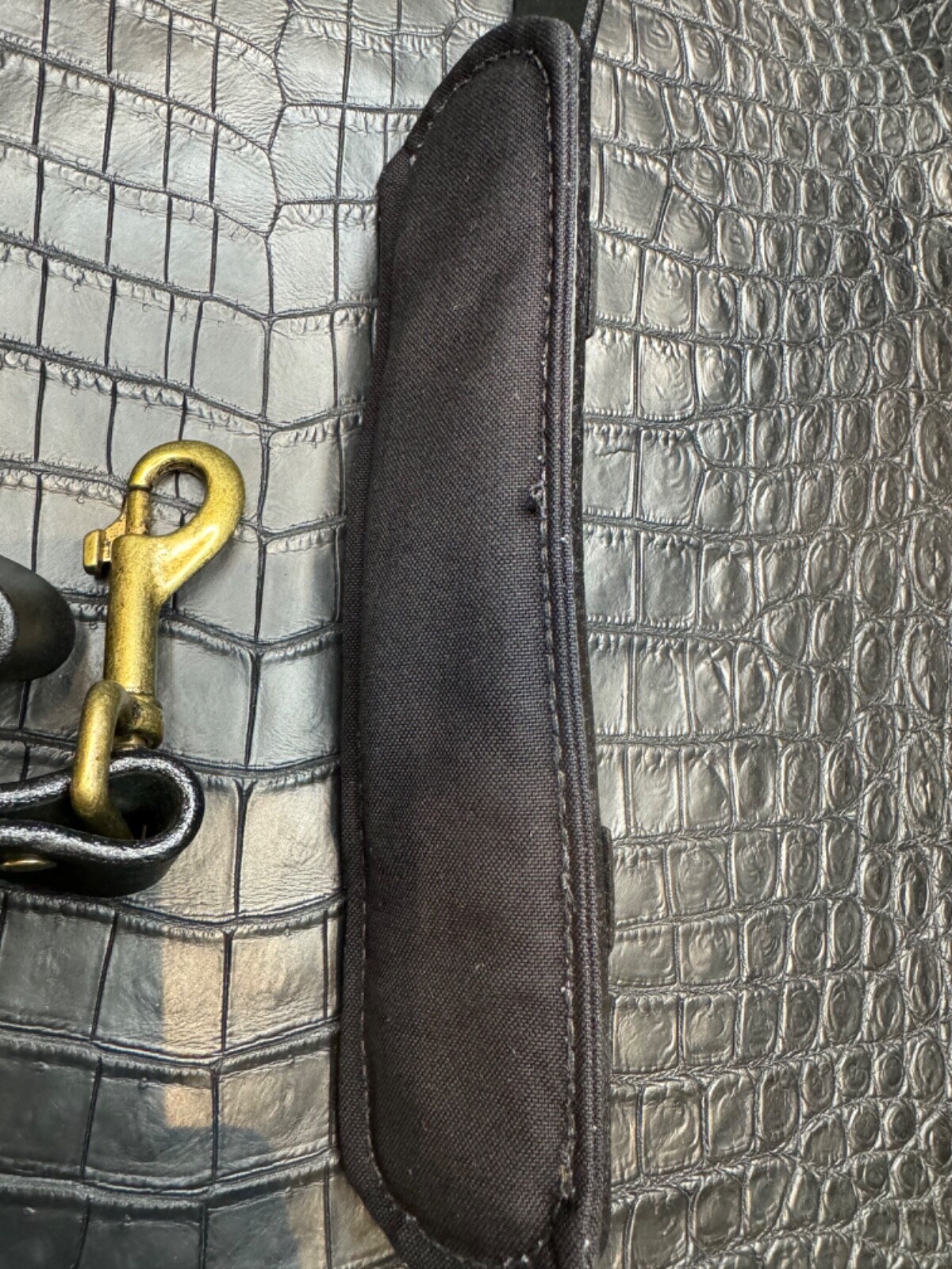 Filson Leather Shoulder Strap MADE IN USA Black Bridle Brass Adjustable Vintage