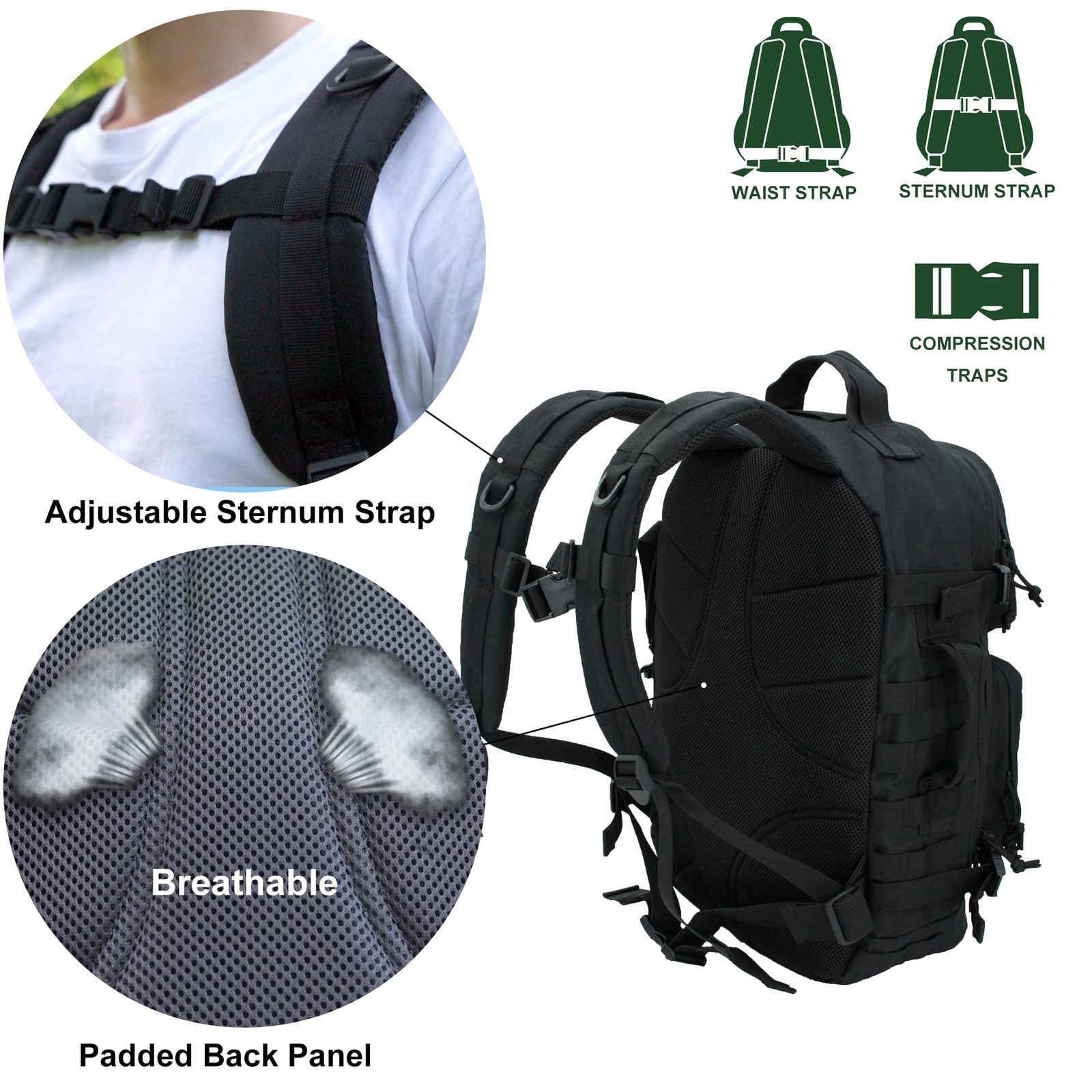 3-Day Tactical Backpack – Classic Style, Durable 600D Oxford Fabric, Fully Fu…
