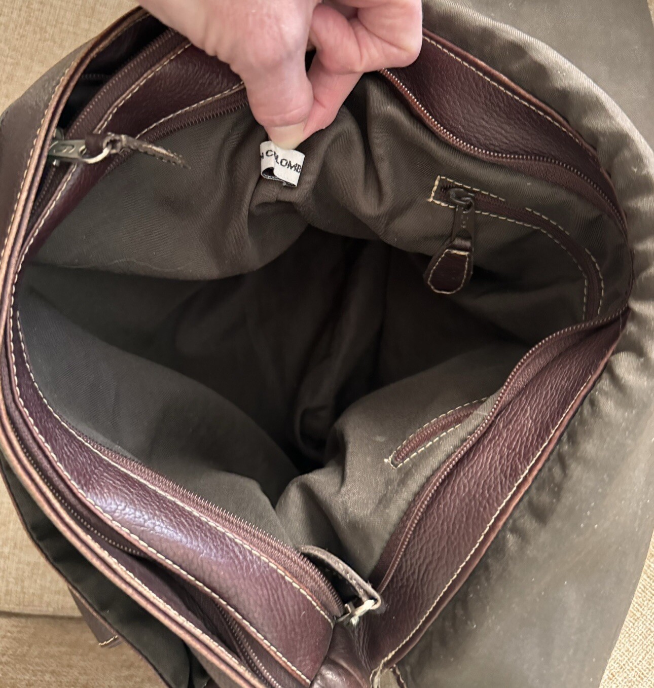 Vintage Brown Leather Distressed Briefcase Messenger Bag Made In Colombia