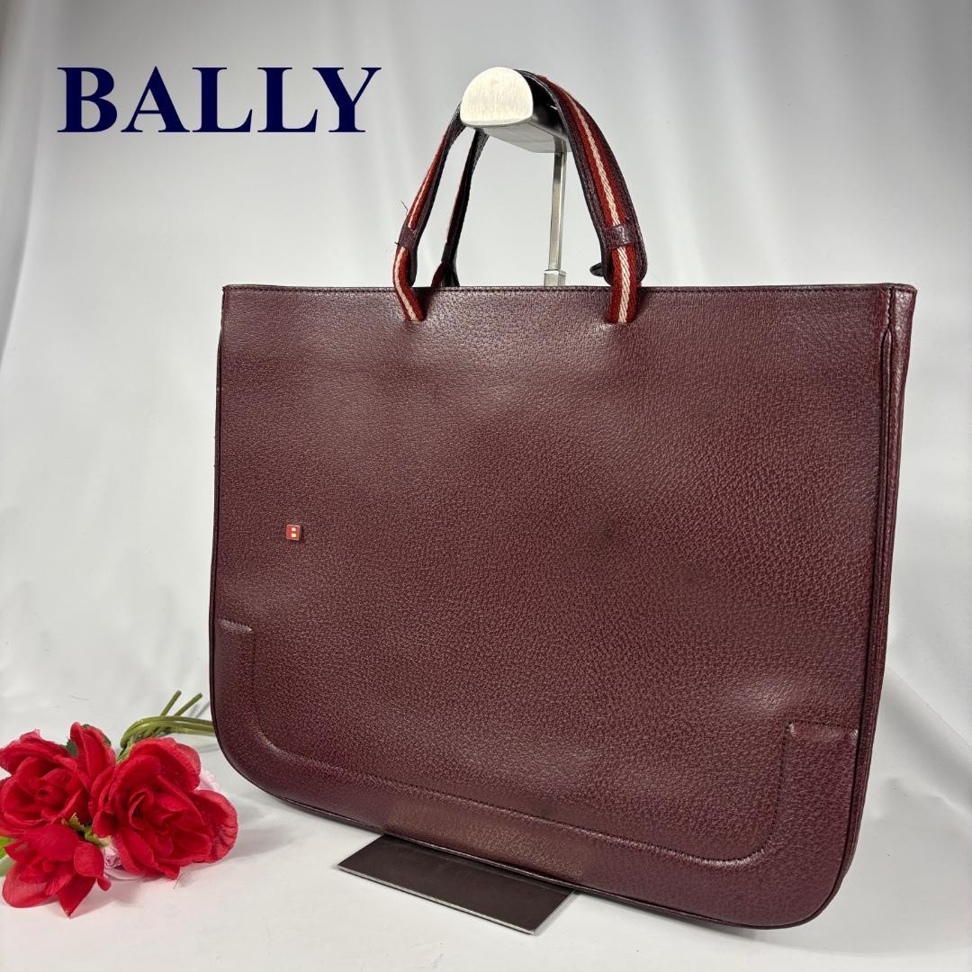 BALLY Authentic Trespo Leather Business Bag with B Logo Bordeaux 31×38cm