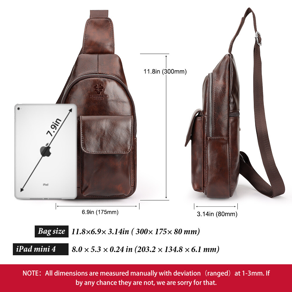 Chest Bag Genuine Leather Shoulder Crossbody Men’s Men Sling Casual Bags Retro