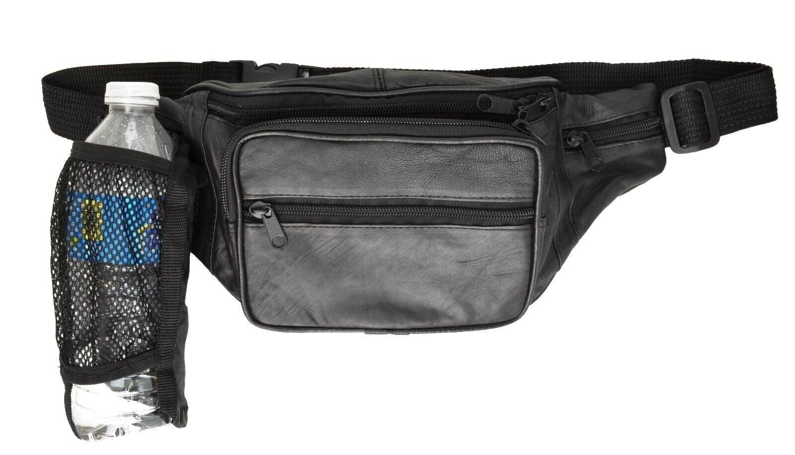 Genuine Leather Large Fanny Pack Waist Bag 6 Pockets Great for travel Marshal