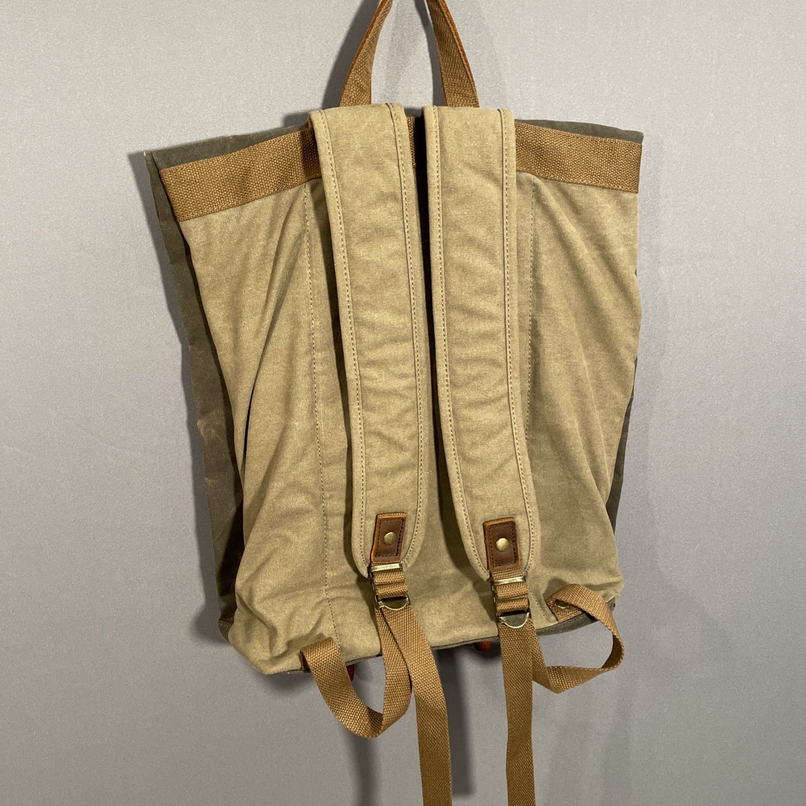 The Barrel Shack Handmade Oiled Canvas & Leather Cotton Backpack Rucksack Bruce