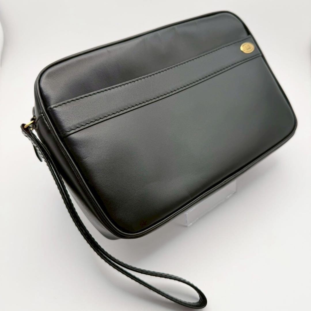 Dunhill Men’s Black Leather Second Bag Clutch Business Formal Vintage