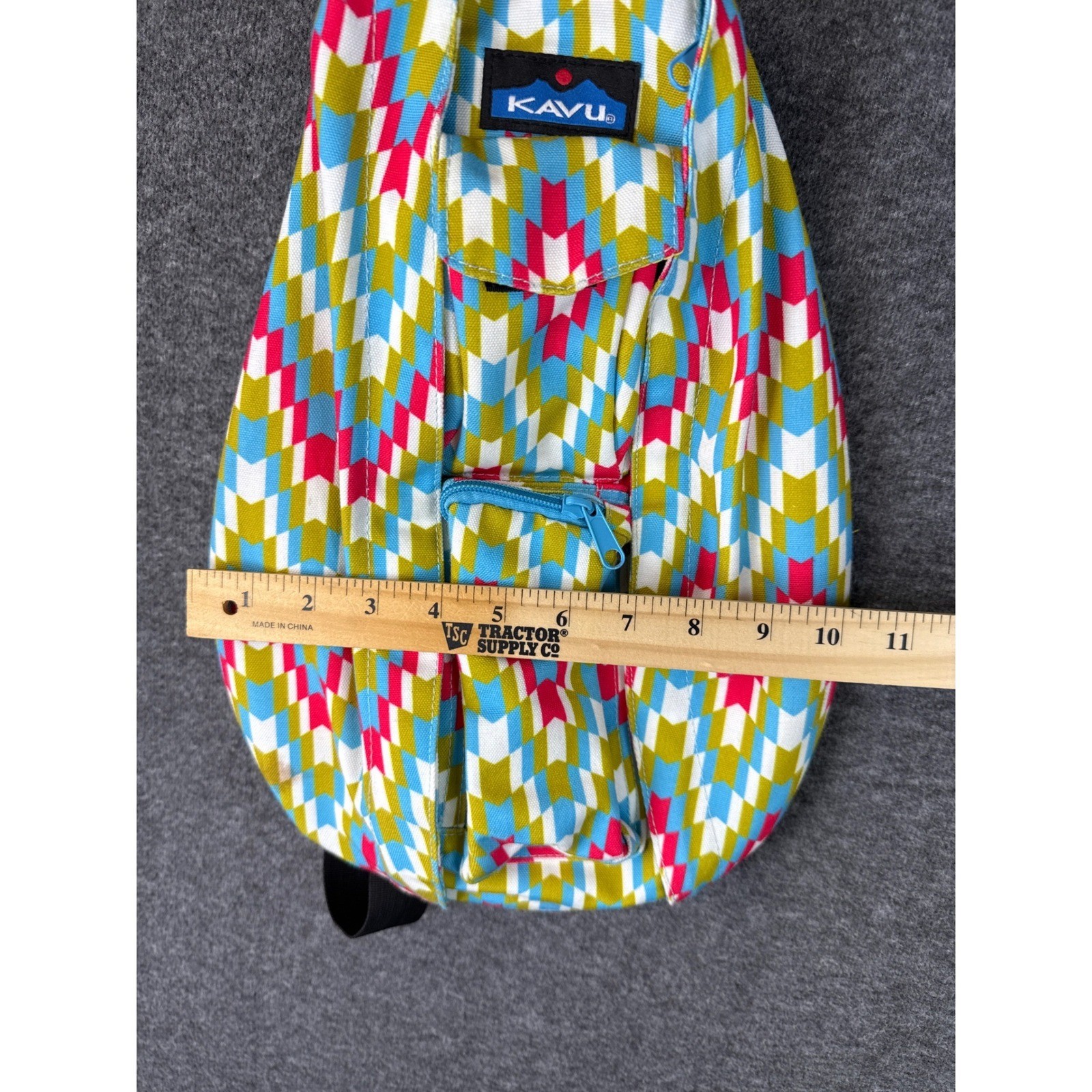 KAVU Garden Tile Sling Bag Backpack Geometric Print Multi Color Adjustable Strap