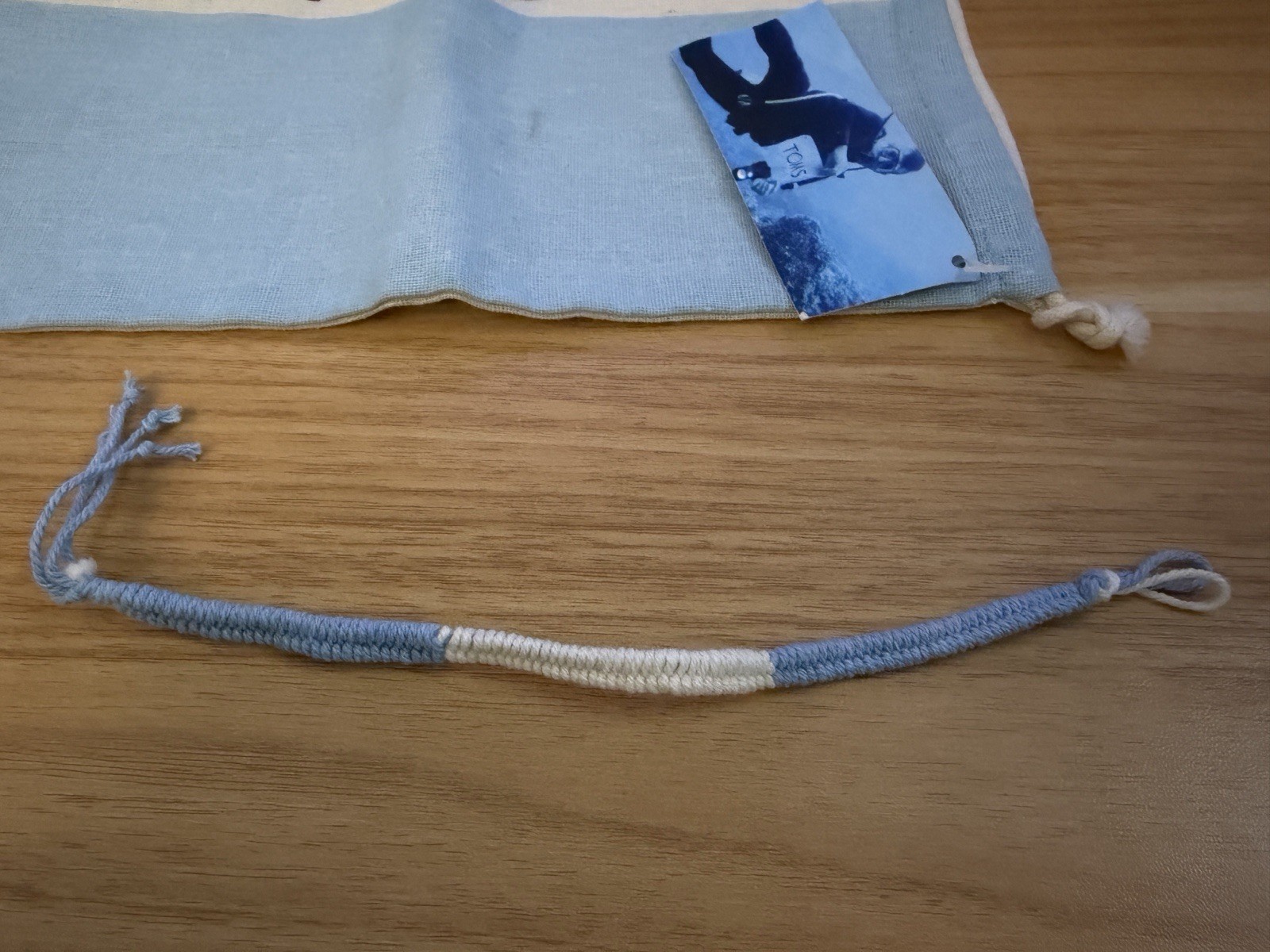 TOMS Canvas Drawstring Shoe Bag And Bracelet New (With Small Dirt Mark As Shown)
