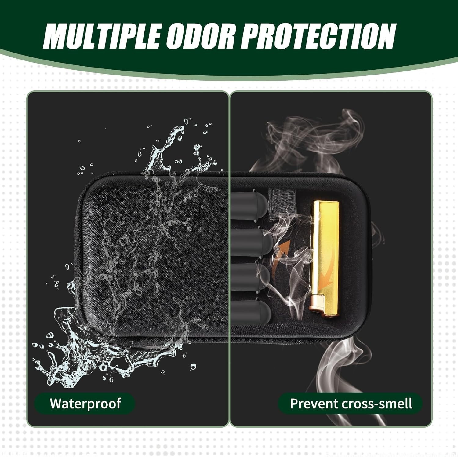 Smell Proof Bag Stash Box Carbon Lining Odor Proof Travel Case With 4 KS Tubes