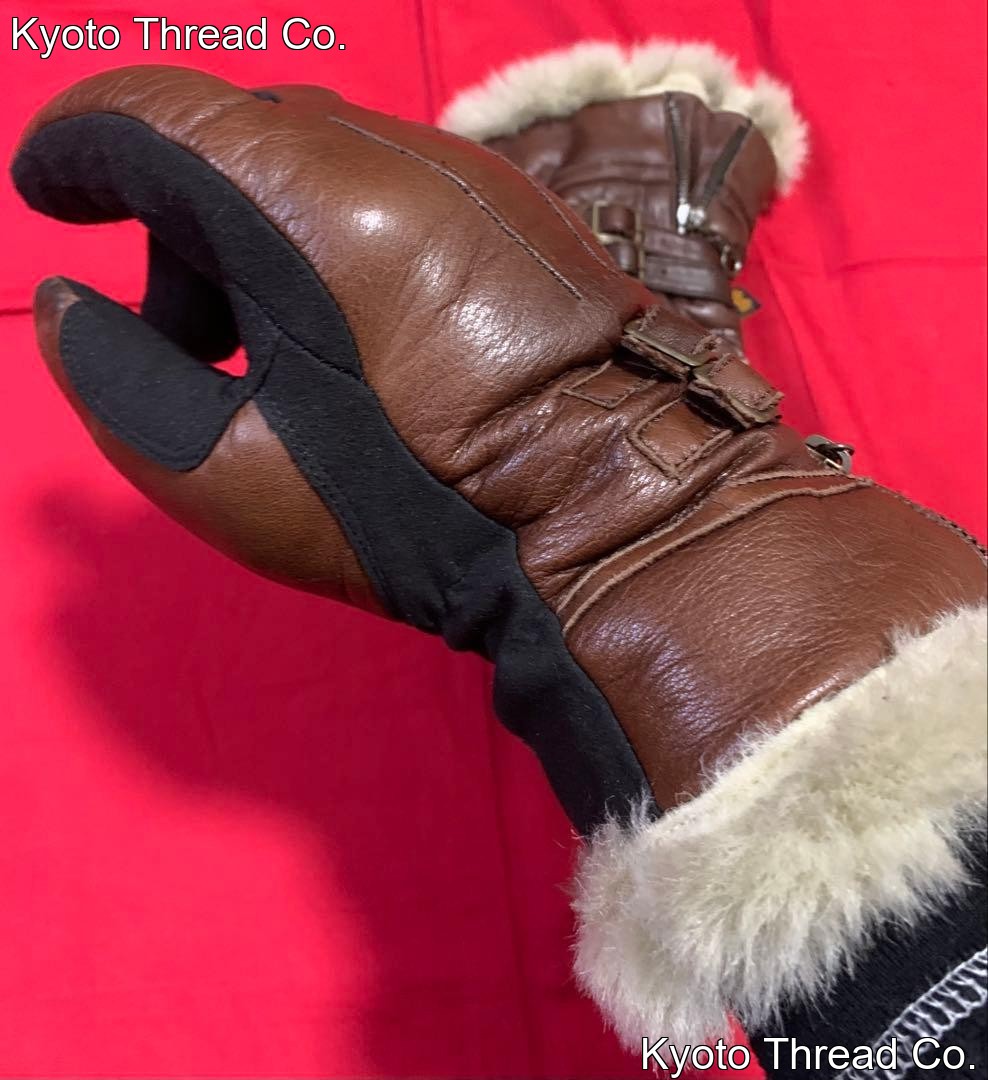 ALPHA INDUSTRIES Brown Leather Winter Gloves, Large Size, Pre-owned
