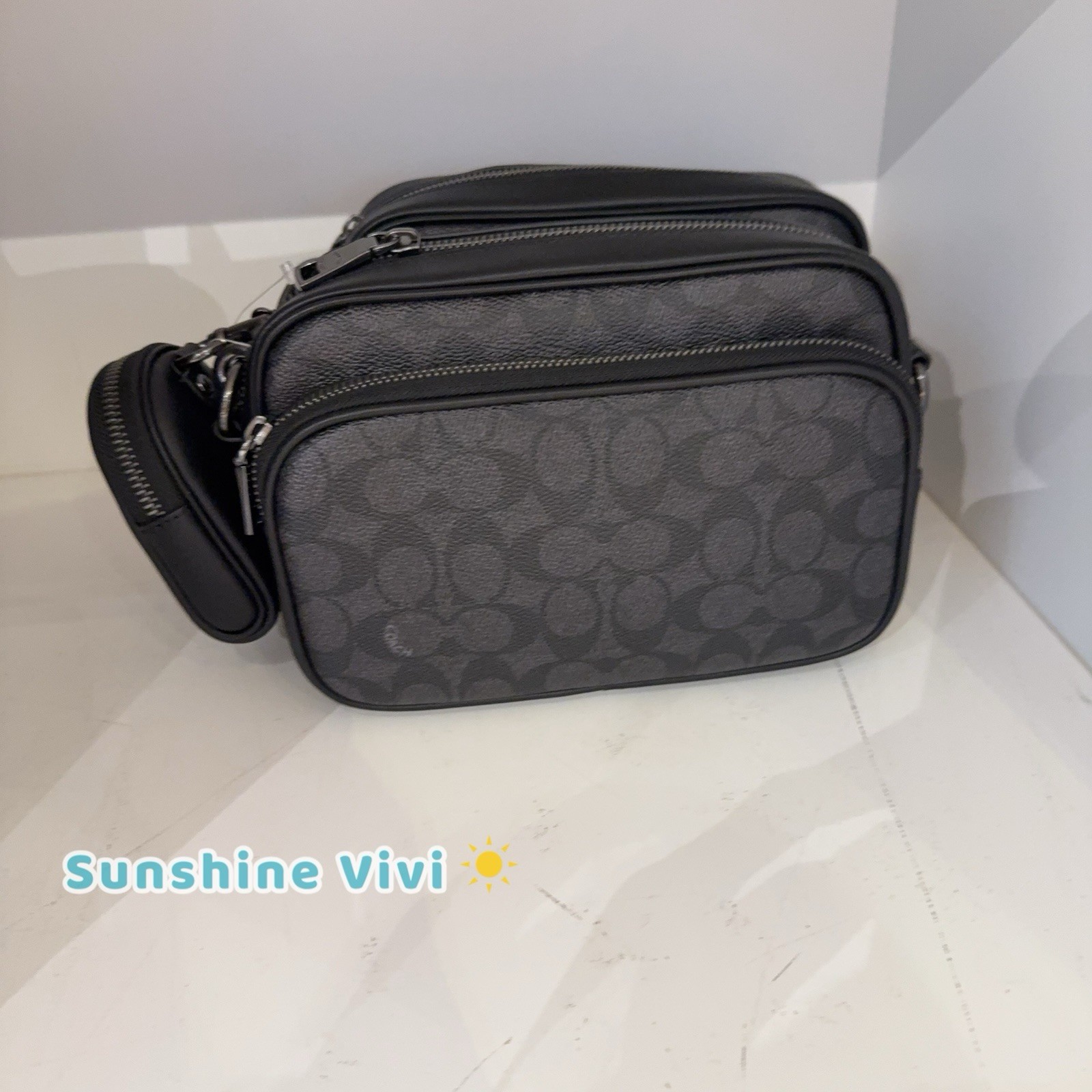 NWT Coach Finlay Crossbody Bag Signature Canvas CDB25 Gunmetal/Charcoal/Black