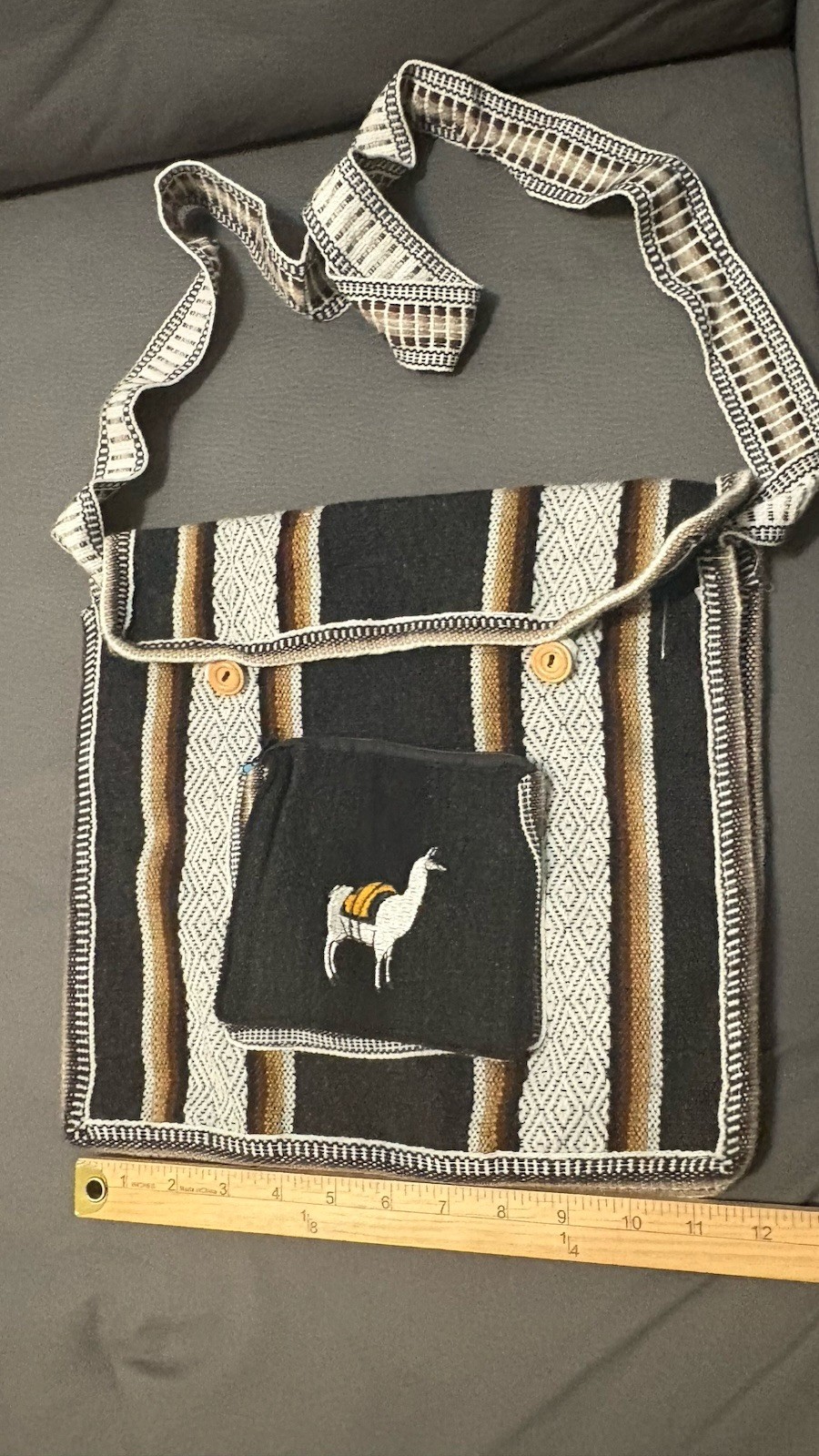 Peruvian Natural Colored Crossbody Bag – Multicolor, Pocket. Buttons