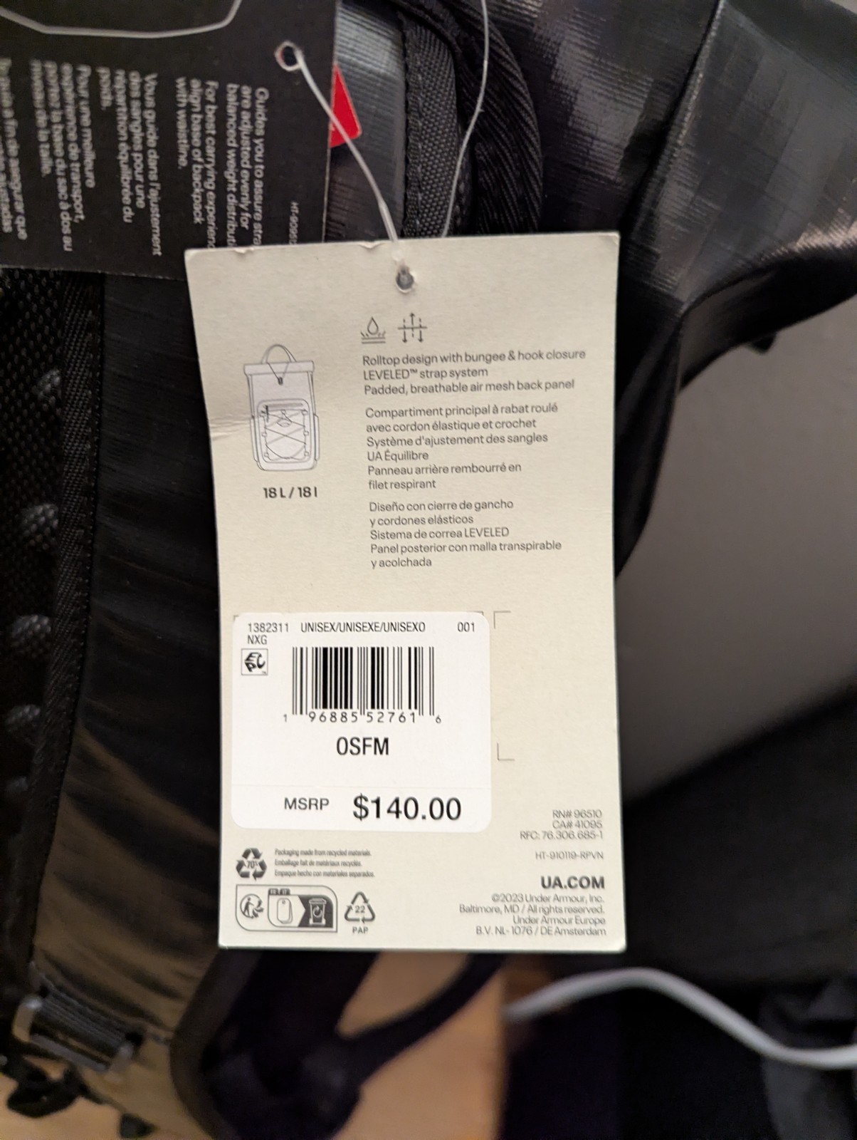 Under Armour 1382311 UA Summit Backpack Black Storm Waterproof 18 L Retail $140