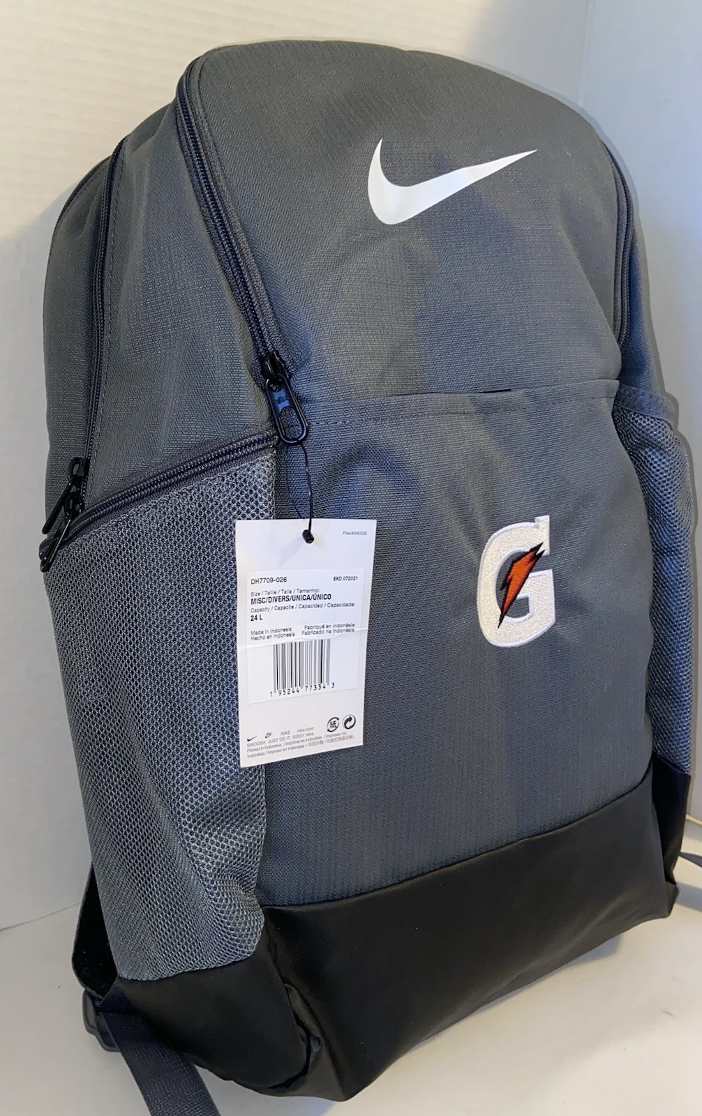 Nike Brasilia Backpack 9.5 training backpack 24L Grey DH7709-026 Gatorade