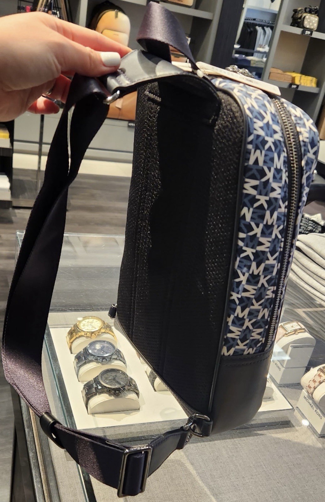 Michael Kors Lautner Logo Print Sling Pack Blue