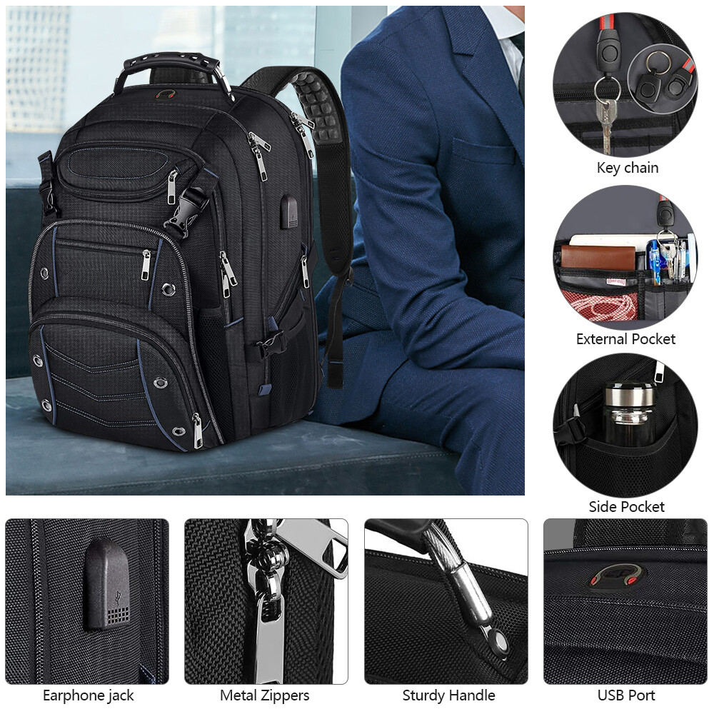 17″/18″/21.5″Laptop Backpack Anti-Theft Waterproof TSA Travel Backpack USB Port