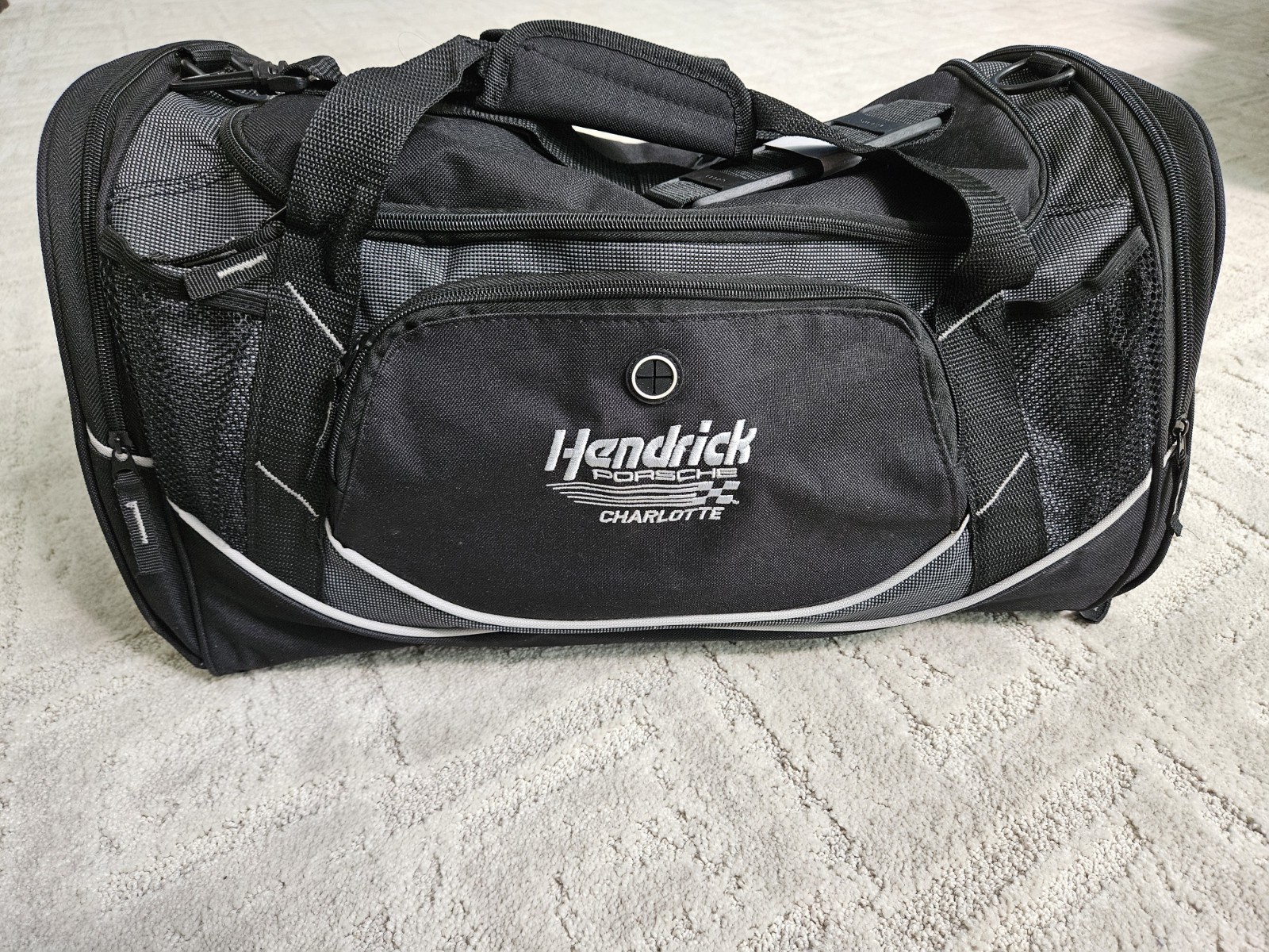 Leeds Hendrick Porsche Promo Duffle Bag Black Lightweight Nylon Gym Bag