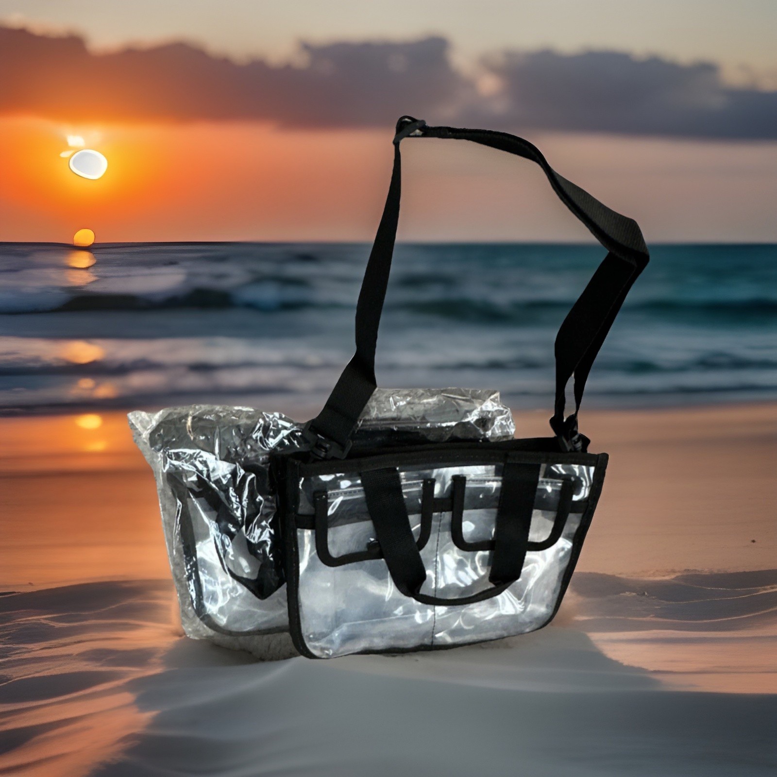 2 for 1 Price – 2 Clear Stadium Event Bags with Adjustable Strap 3 Outer Pockets