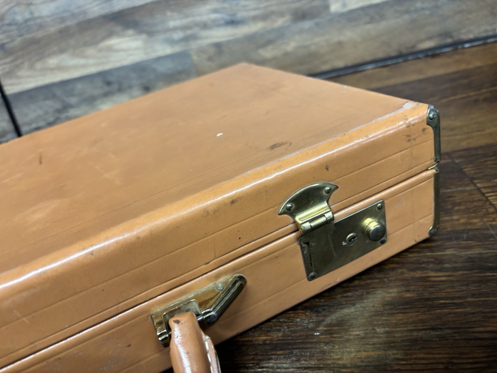 VTG Rexbilt Briefcase Suitcase Brown Leather Prop 18″x 12.5″ x 3.5