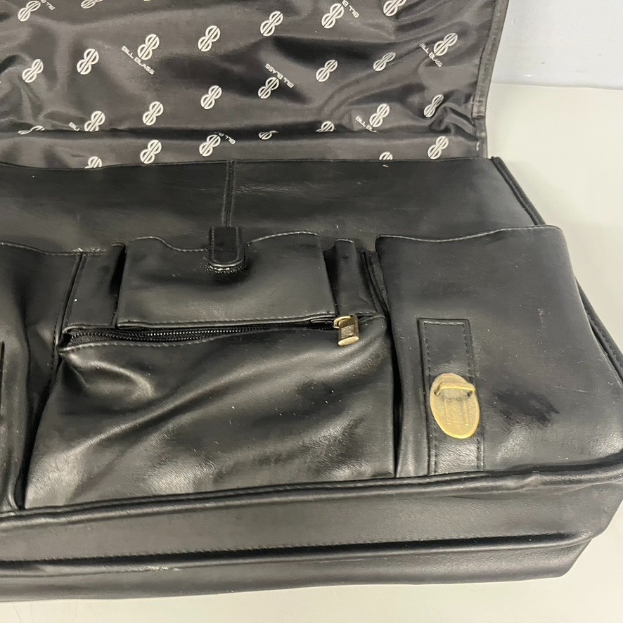 BILL BLASS Black Leather Laptop Messenger Travel Briefcase Shoulder Bag VTG