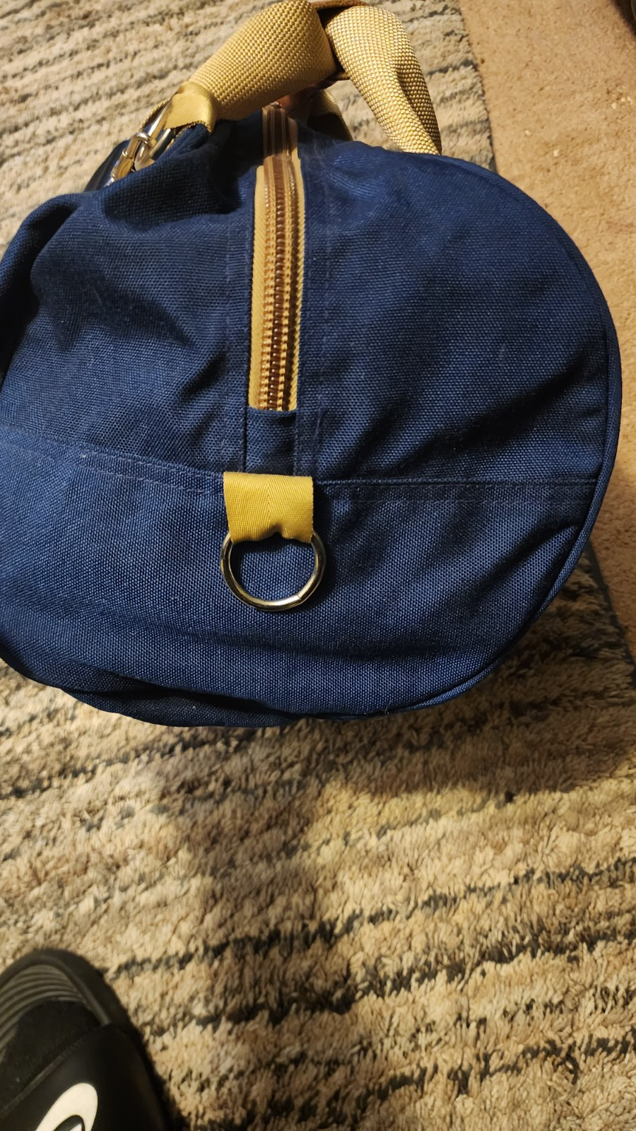 The North Face Brown Label Duffle Bag Navy Blue Vintage USA Shoulder Strap EUC