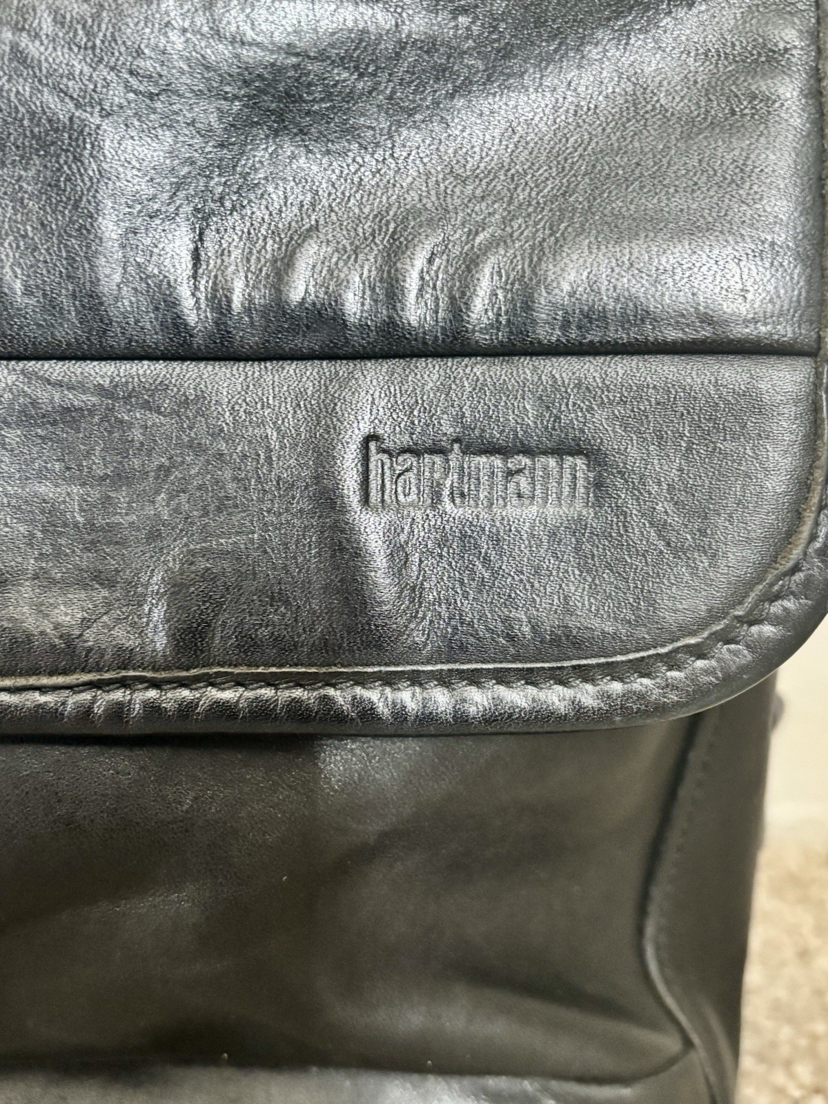 Hartmann Black Briefcase Document Case Push Lock Zip Outer Pockets Dividers