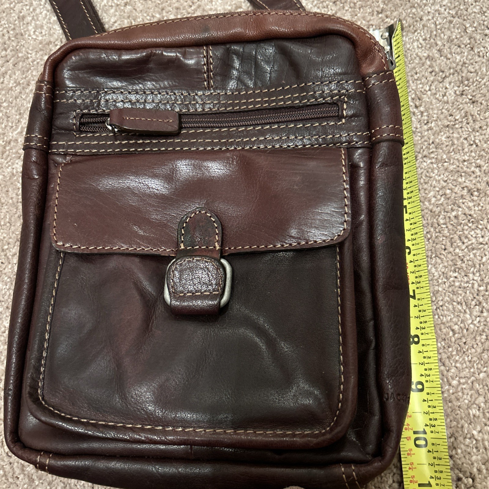 Leather Artisan Heavy Leather Messenger Bag Crossbody 10in X9 In . Never Used