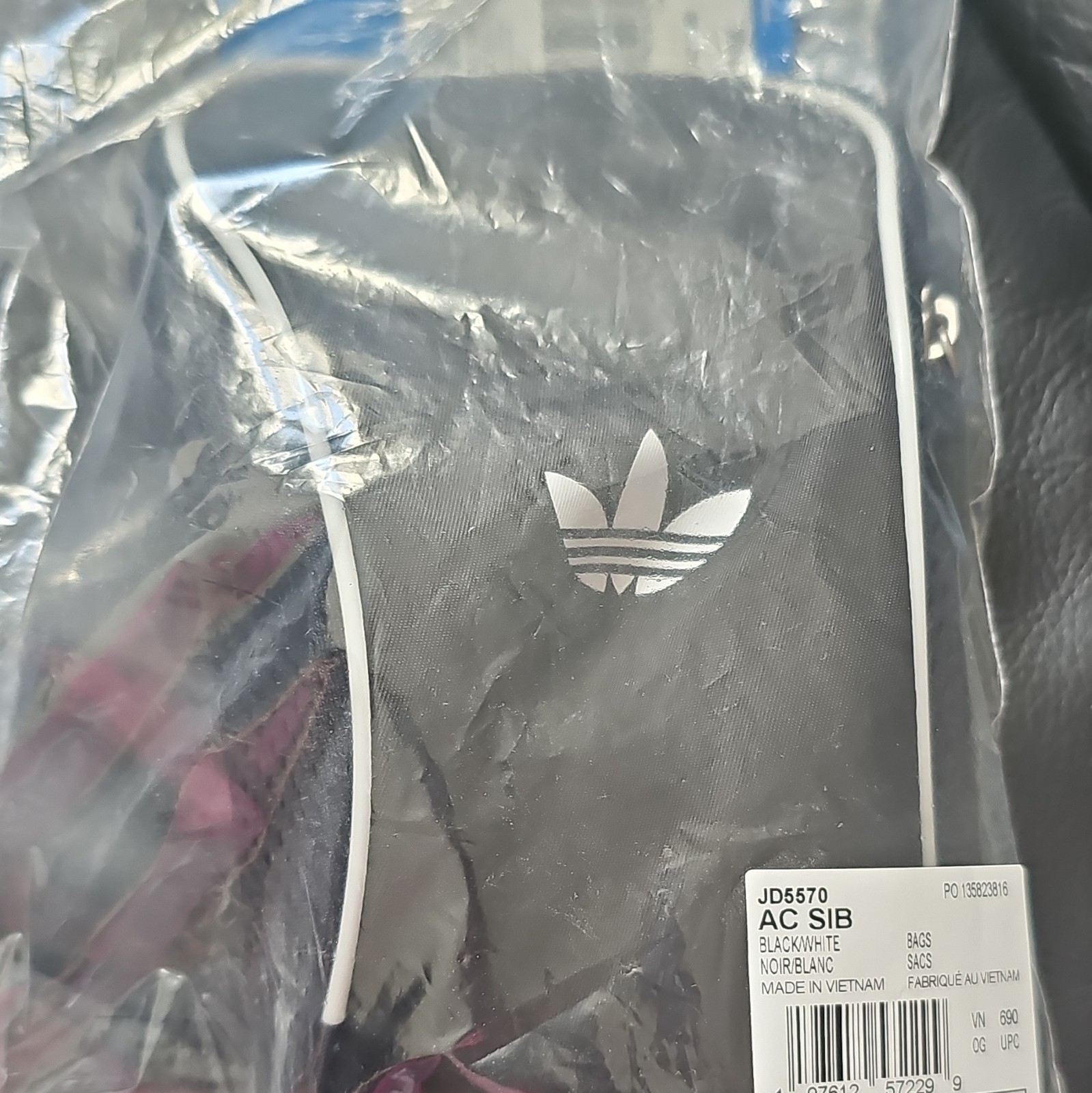 adidas Originals Black/White Small Crossbody Bag Zip Closure