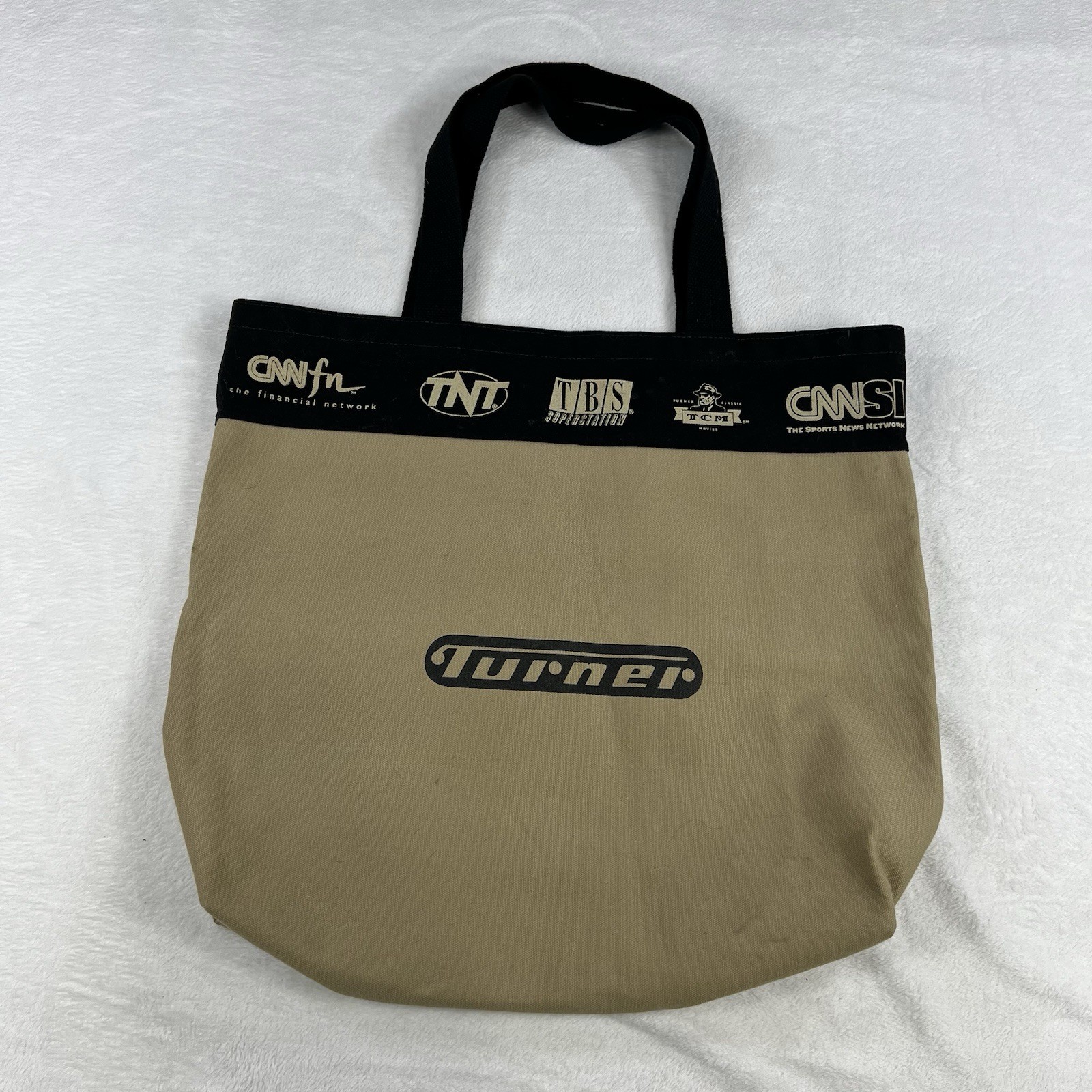 Vintage 90s Turner Broadcasting Large Tote Bag Cartoon Network TNT TBS USA Made