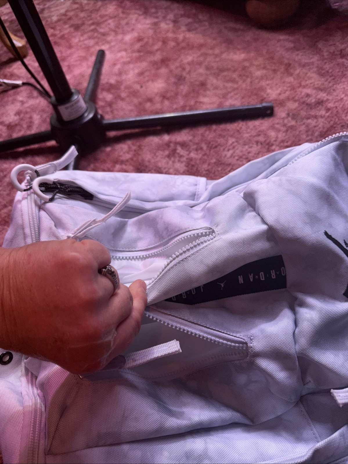 gray jordan backpack With Bottle Pocket And Water Resistant