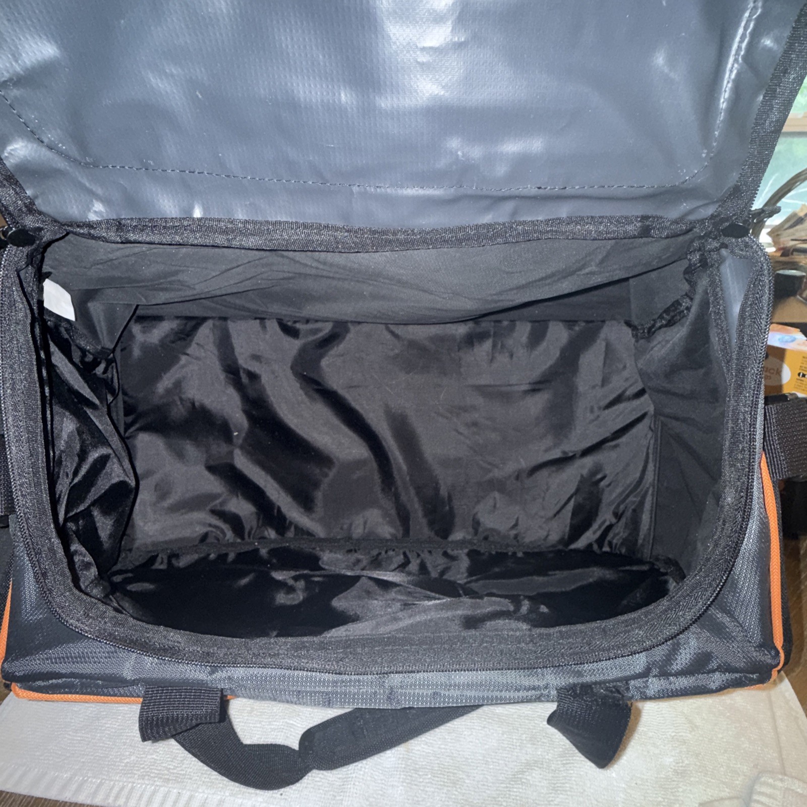 HARLEY DAVIDSON Duffel Bag Black Gray Orange Bar Shield Travel Gym Bag 19×9