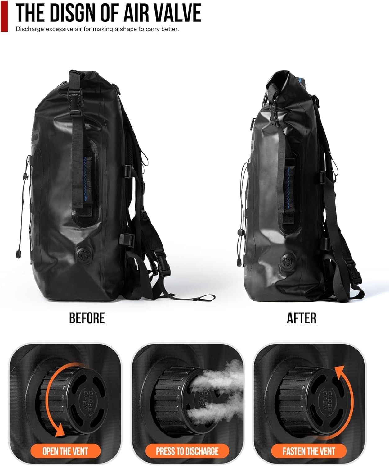 Waterproof Motorcycle Sissy Bar Bag 35L Tail Bag Travel Duffle Backpack Black