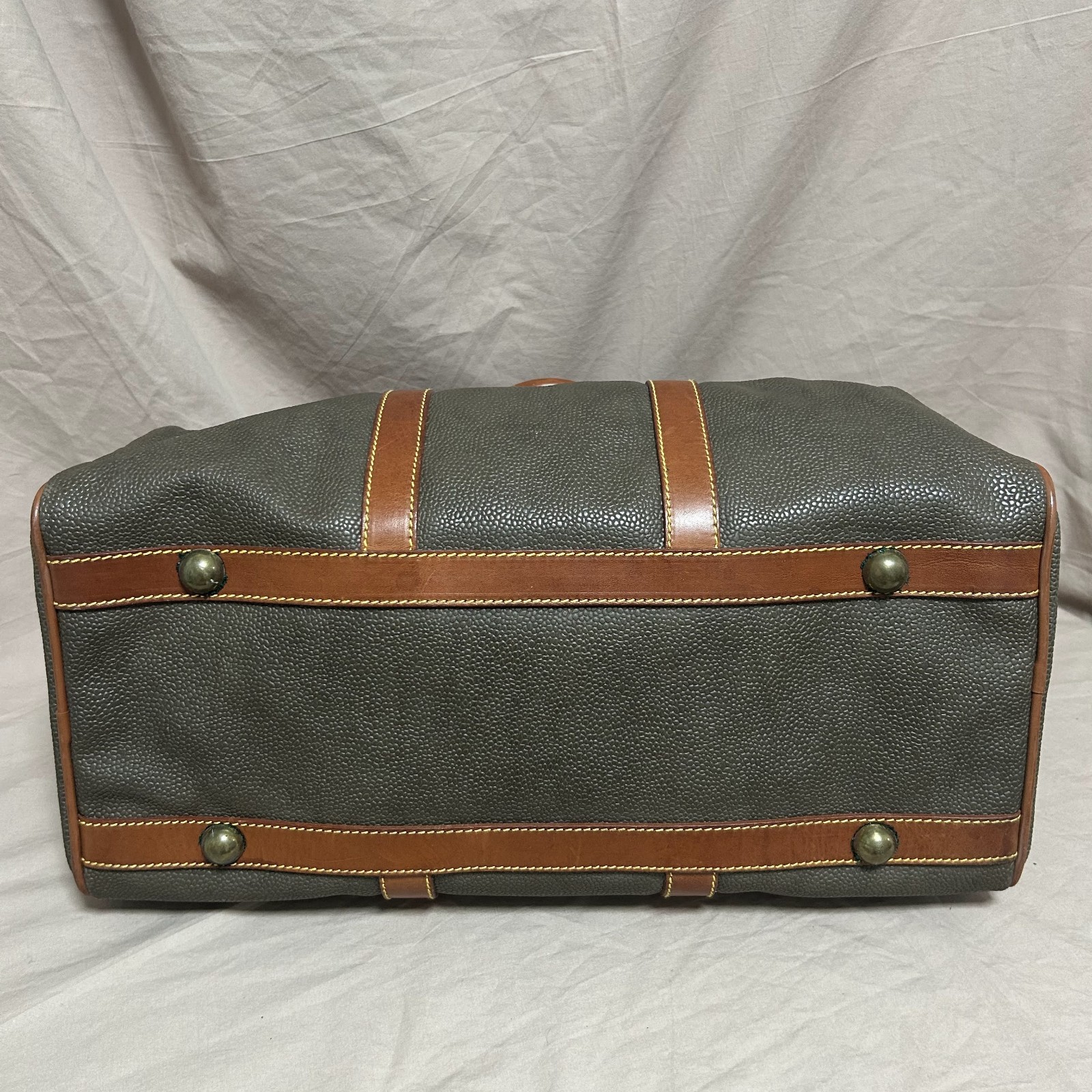 Vintage Mulberry England Scotchgrain Clipper Holdall Weekender Bag Green from JP