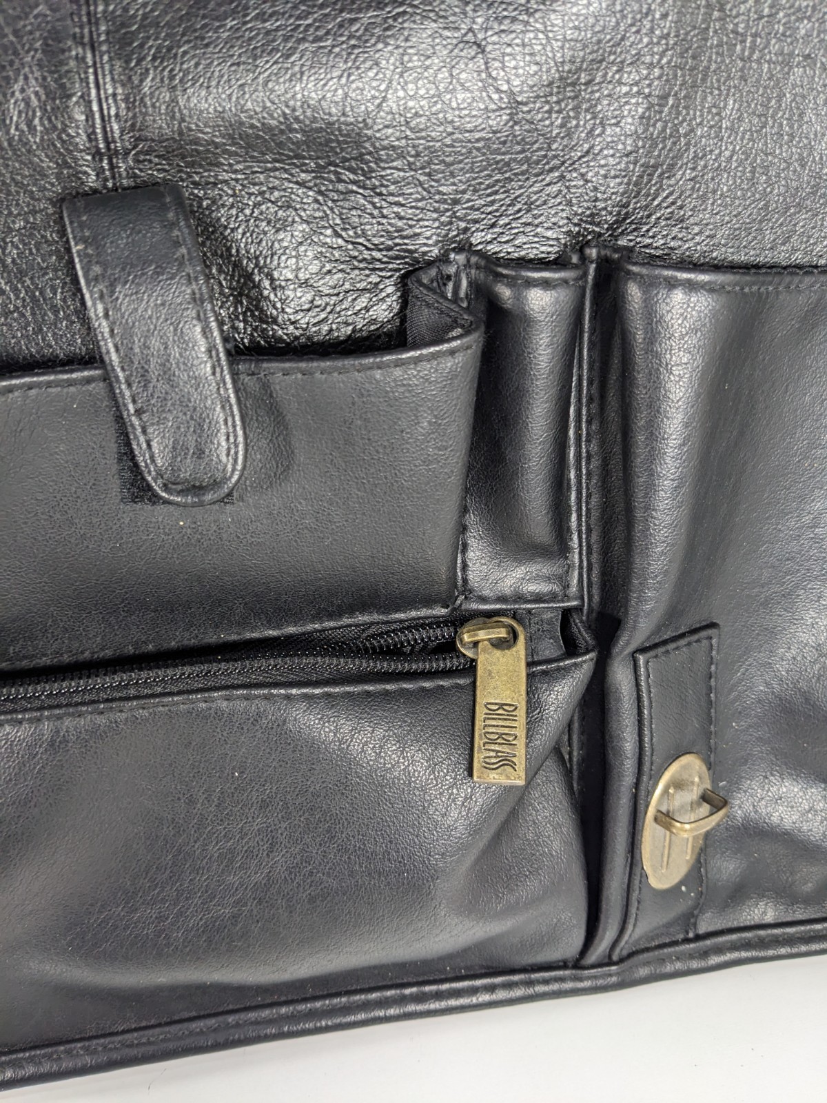 BILL BLASS Black Leather Laptop Messenger Travel Briefcase Shoulder Bag VTG