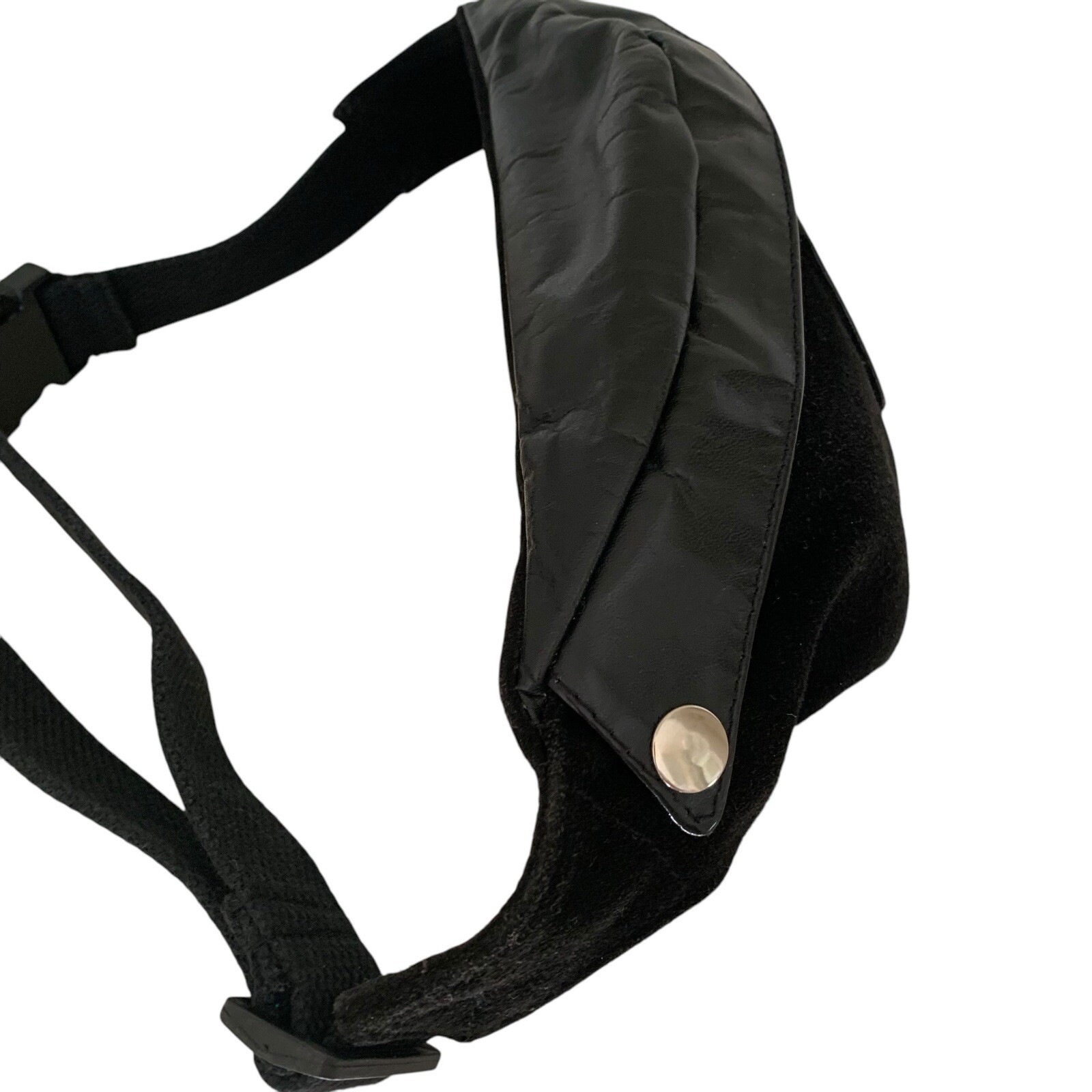 Vtg United Colors Of Benetton Anthology Black Leather Suede Fanny Pack Zip Adj