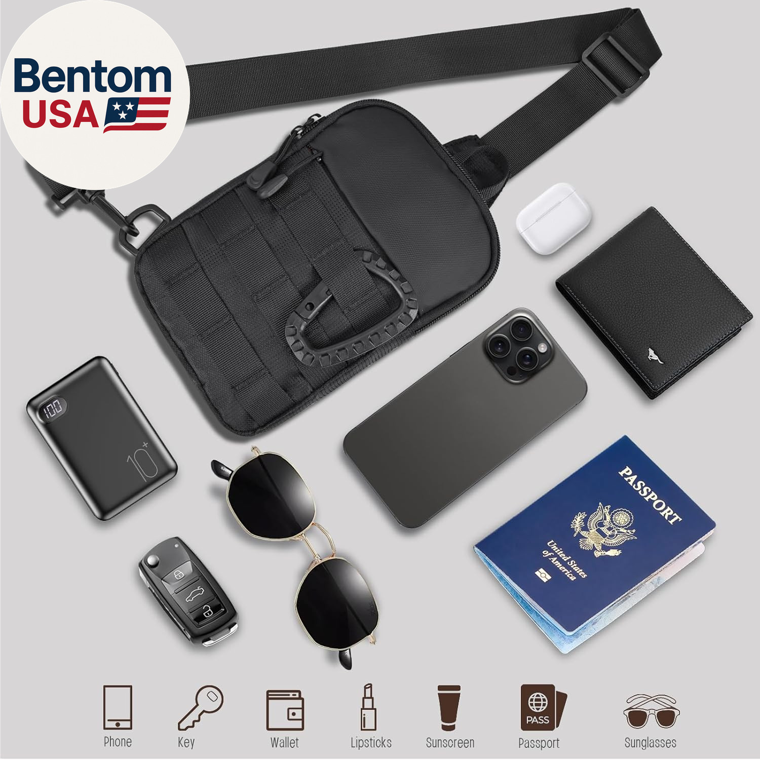 Small Sling Bag for Men, Tactical Inspired Waterproof Utility EDC Mini Crossbody