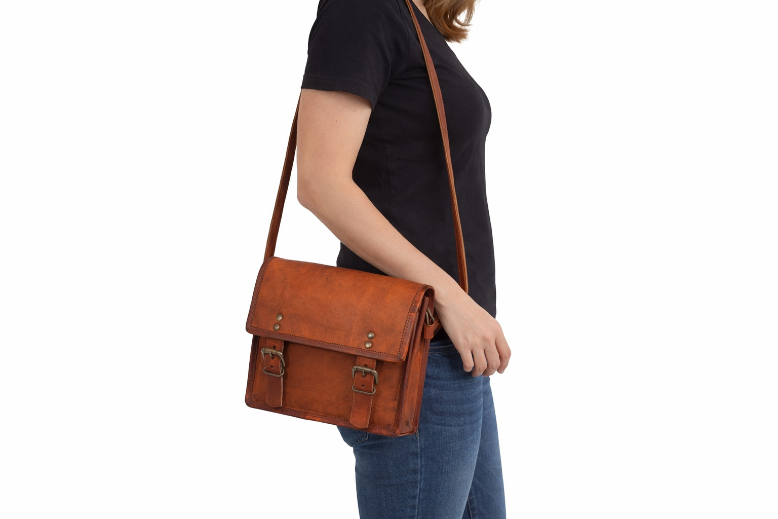 9 In Crossbody Sling Bag Vintage Leather Purse Handbag Satchel Messenger Bags