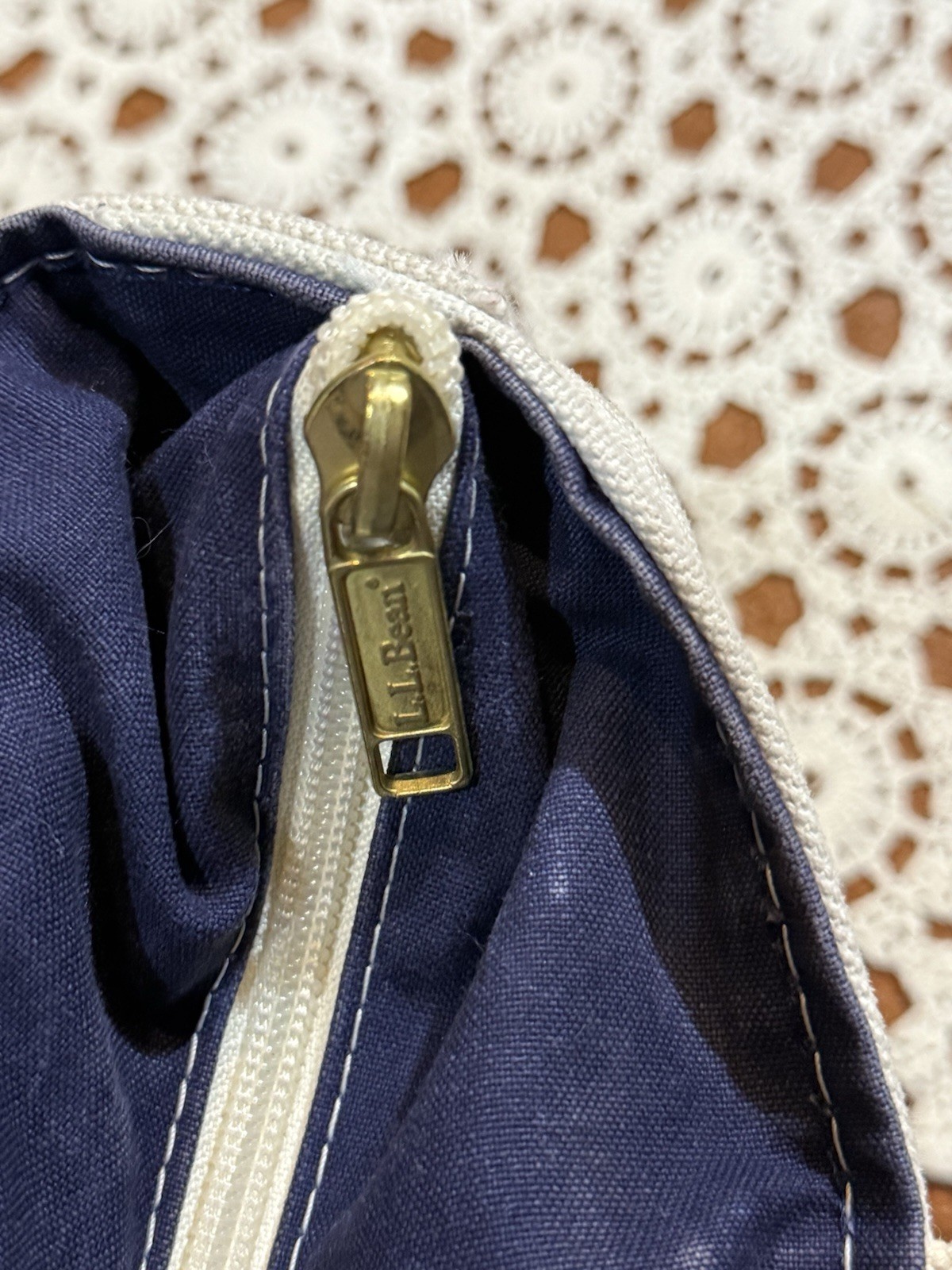 VTG 80s LL Bean Boat & Tote Bag USA Canvas Blue Pink Embroidered Gem Distressed