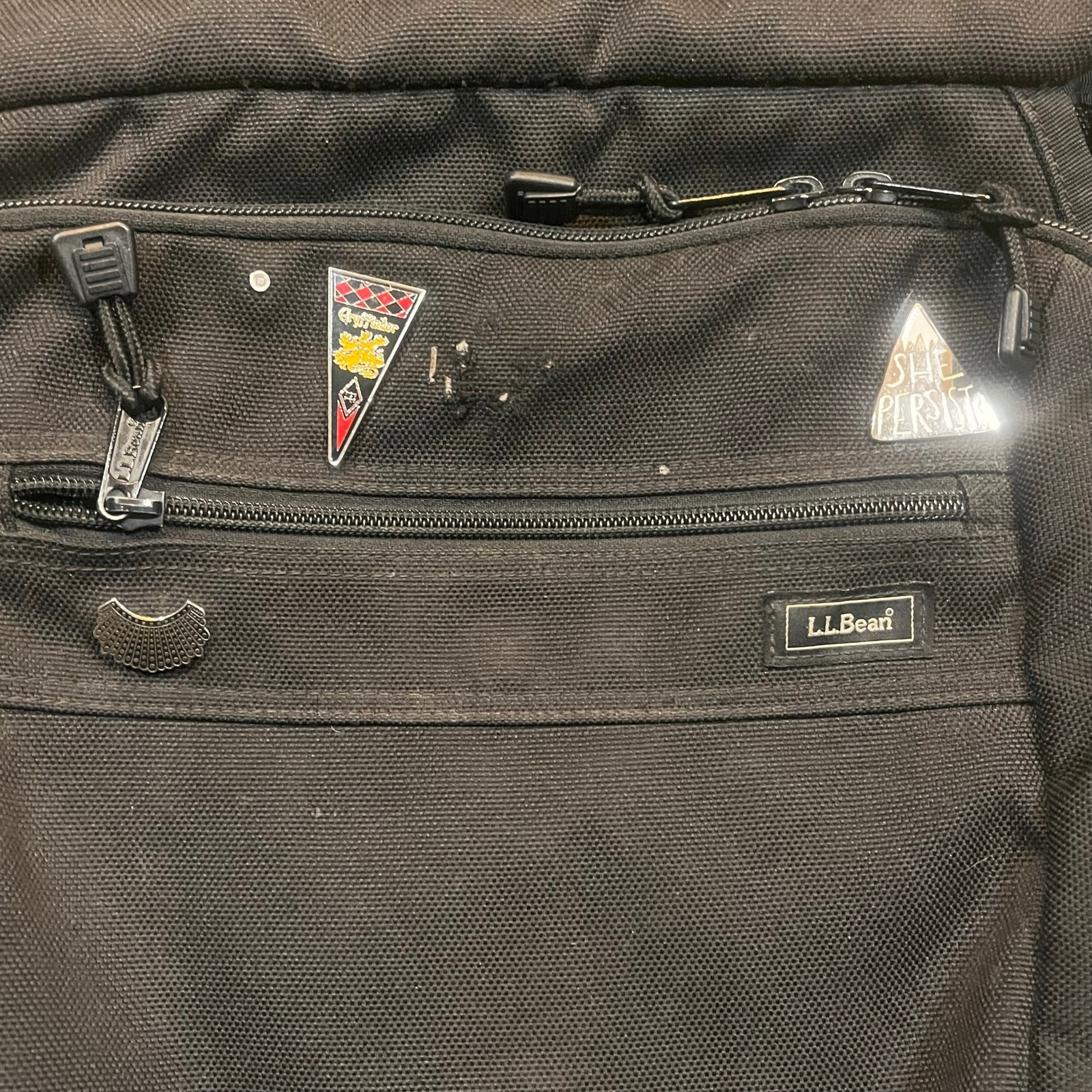 L.L. Bean Black Messenger Backpack Computer Multi use Utility Traveler Crossbody