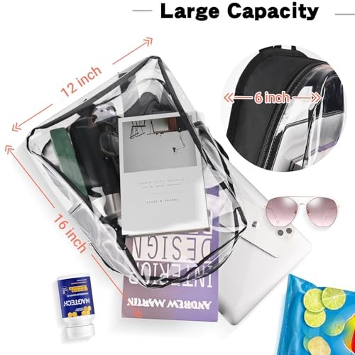 Clear Backpack – Clear Backpacks for School Transparent Bookbag for 1s-black
